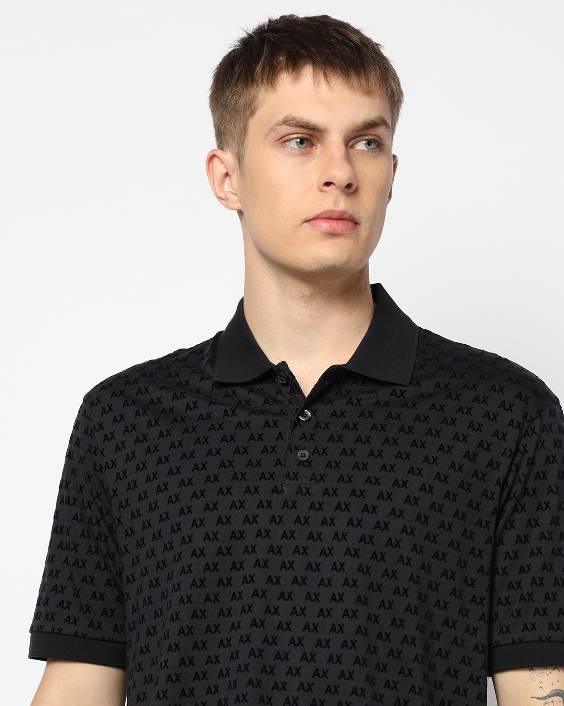 Men's Blue Logomania Flocked Polo Shirt