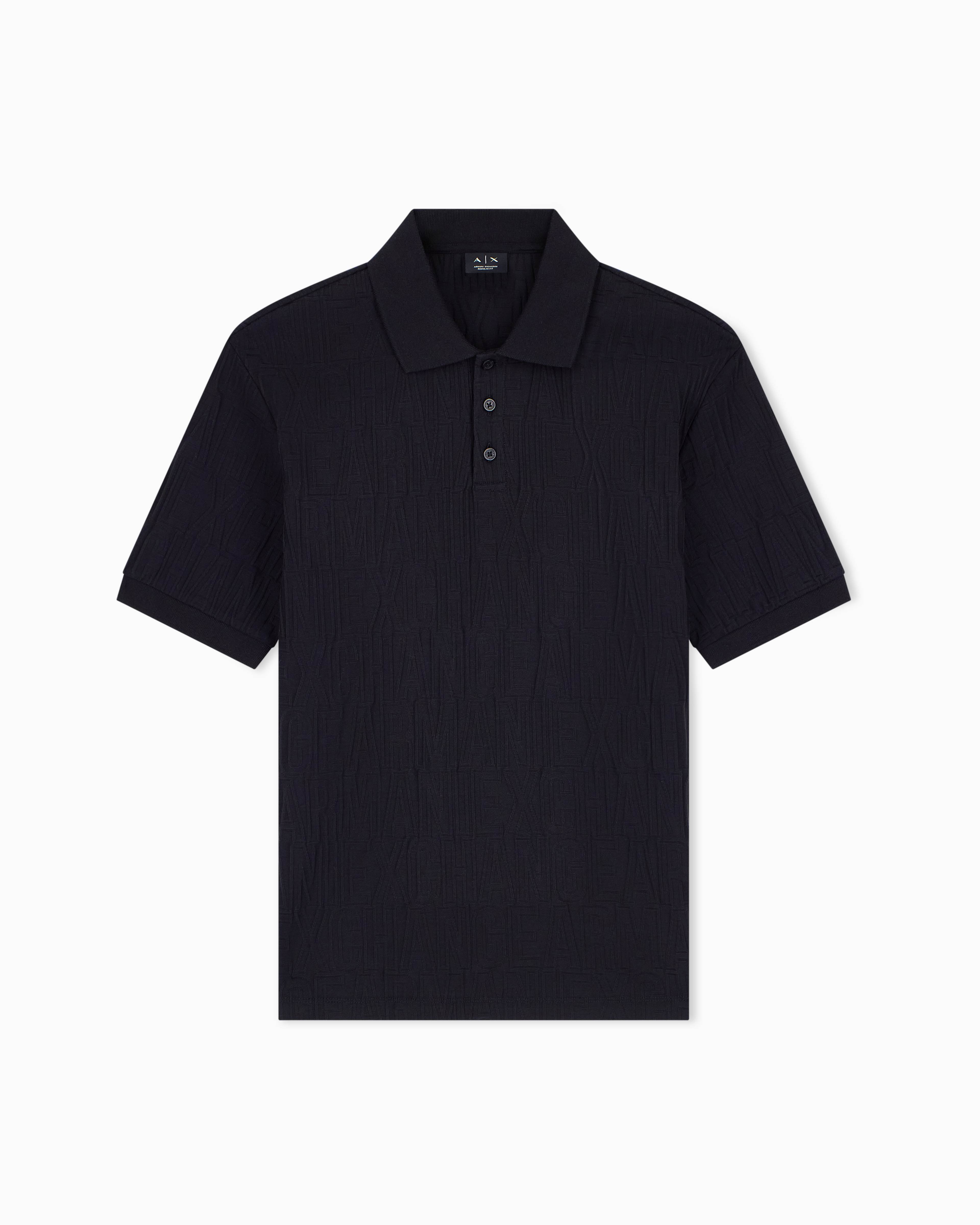 Men's Black Logomania Jacquard Polo Shirt