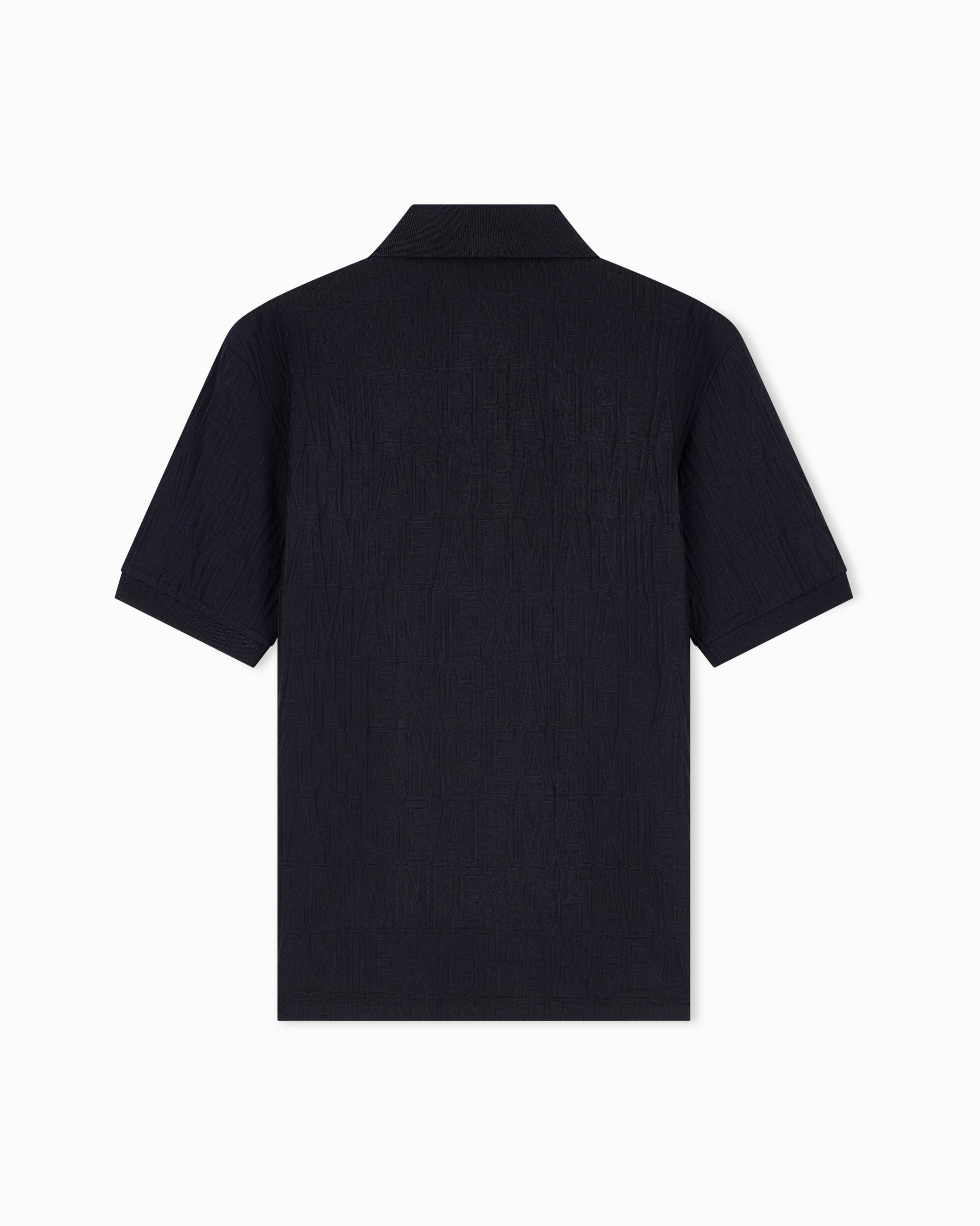 Men's Black Logomania Jacquard Polo Shirt