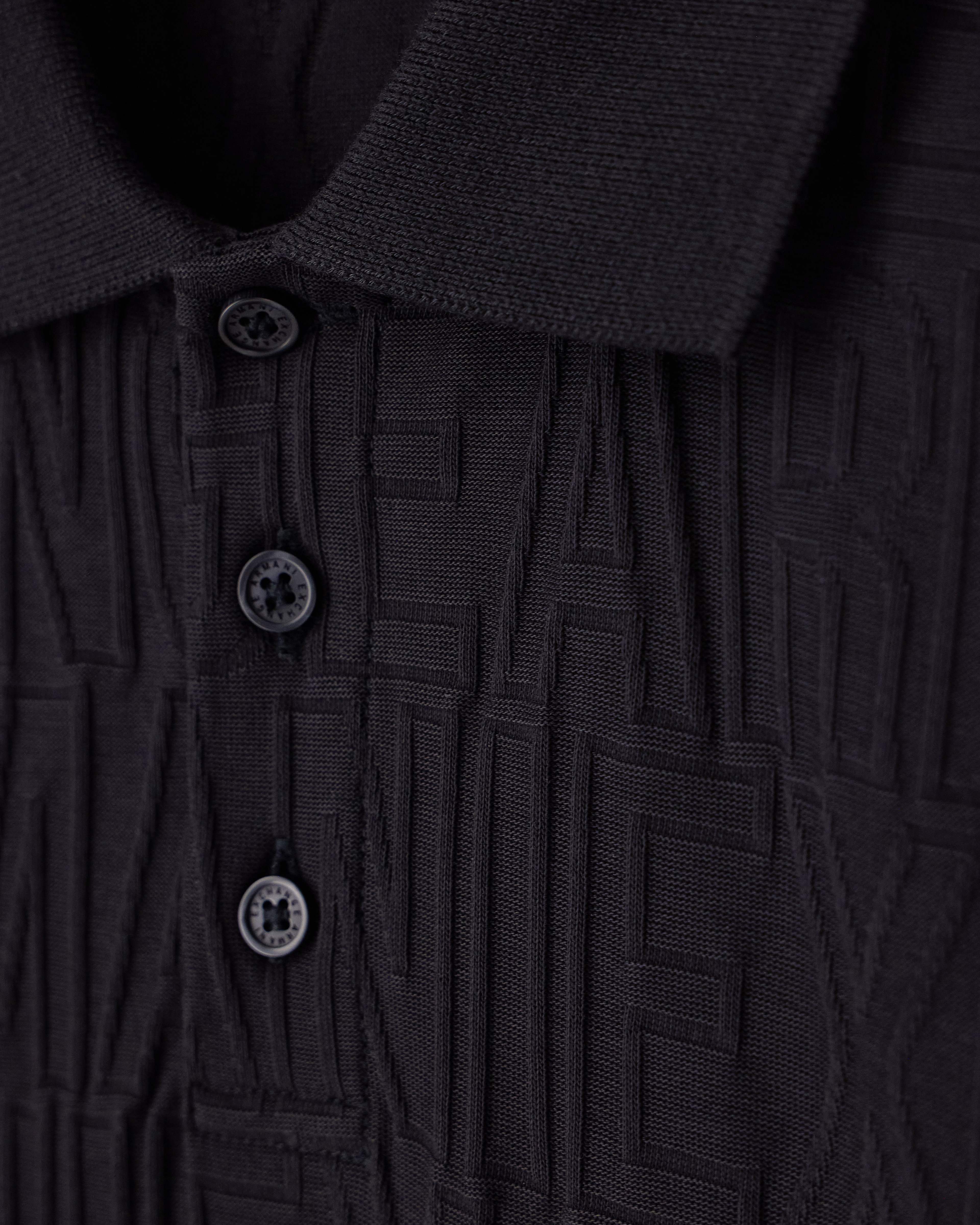 Men's Black Logomania Jacquard Polo Shirt