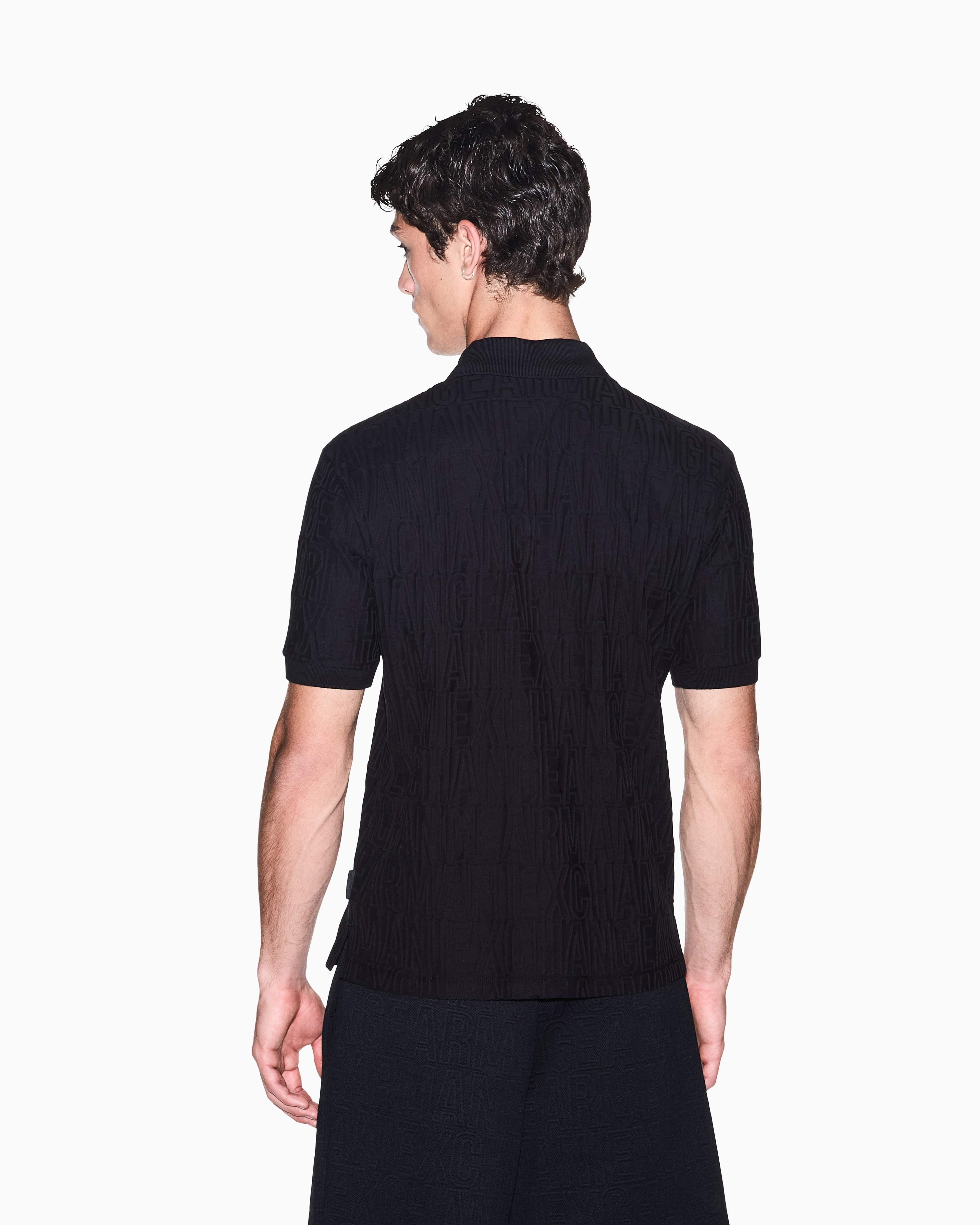 Men's Black Logomania Jacquard Polo Shirt
