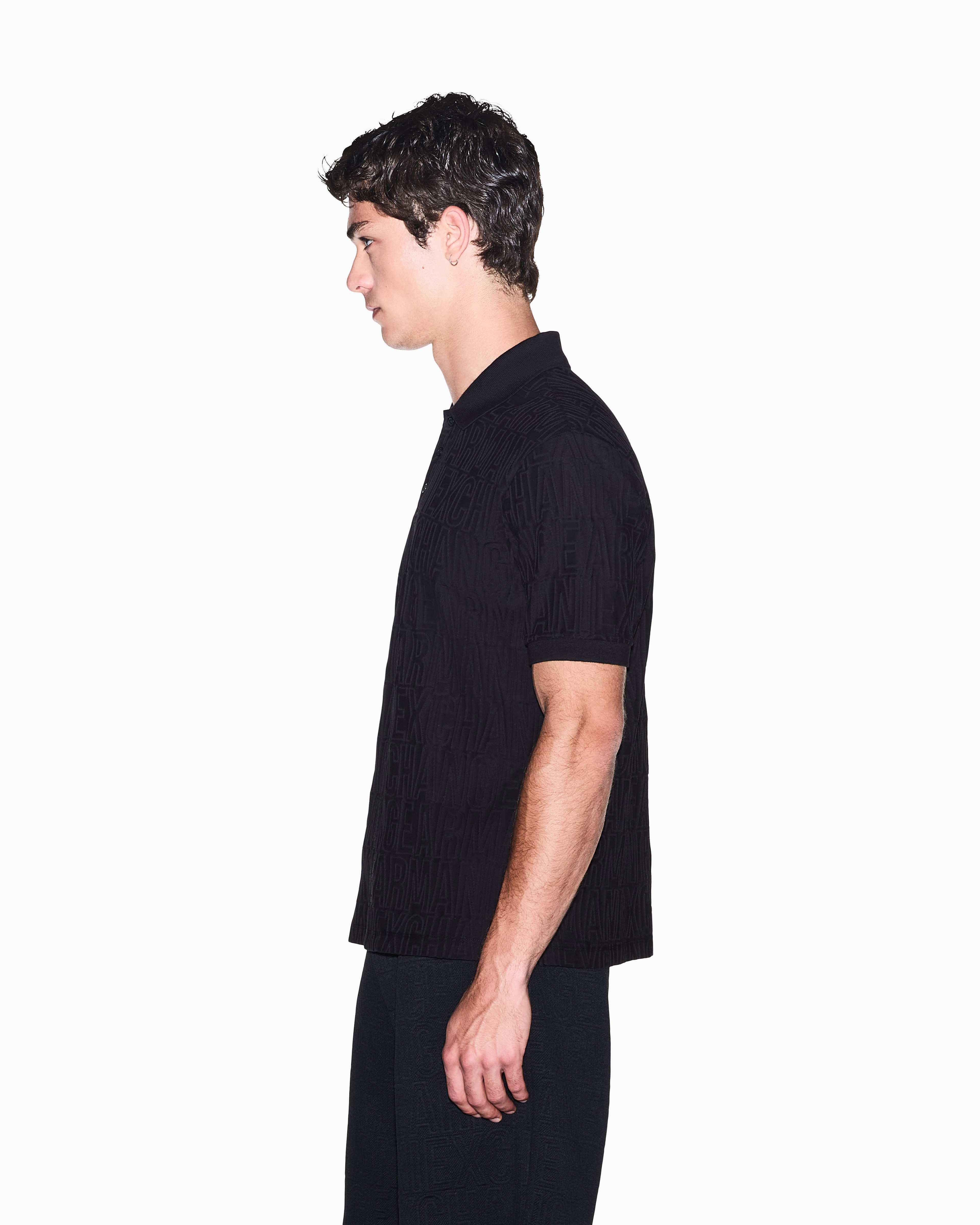 Men's Black Logomania Jacquard Polo Shirt
