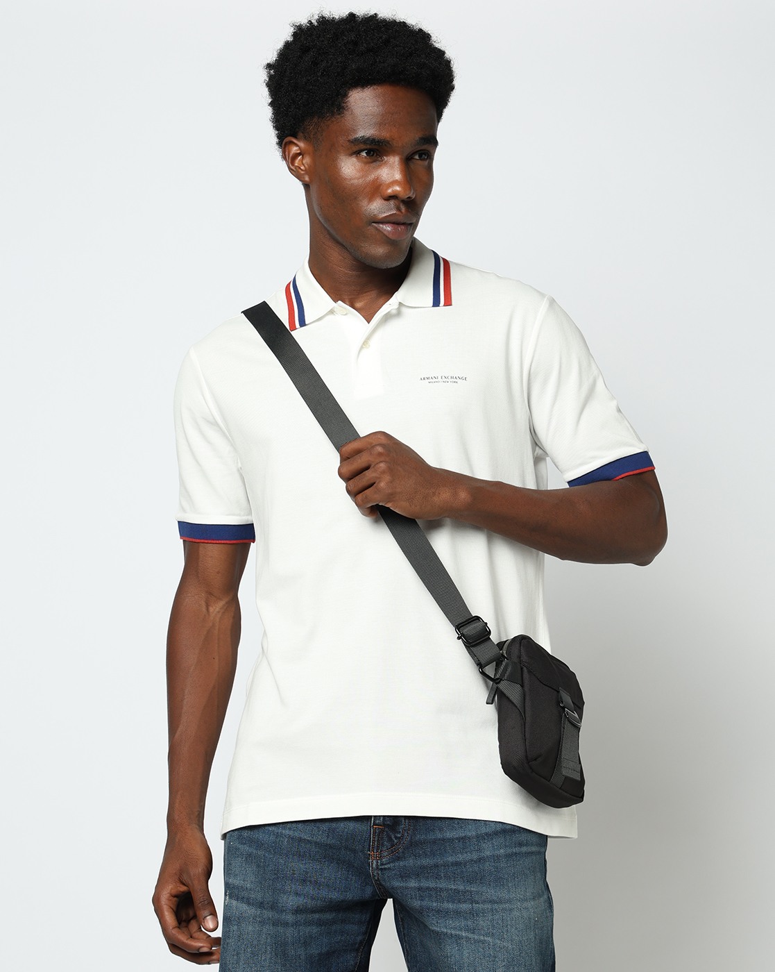 Men's White Armani Classics Polo Shirt