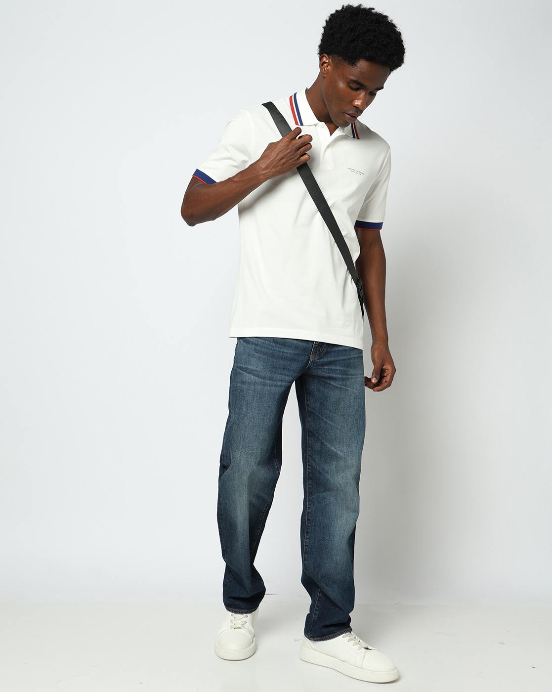 Men's White Armani Classics Polo Shirt