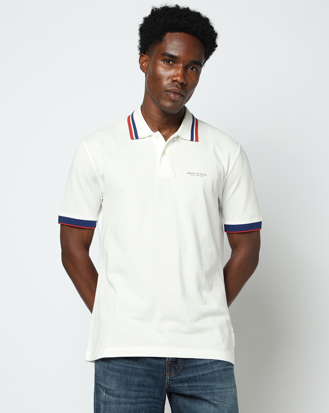 Men's White Armani Classics Polo Shirt
