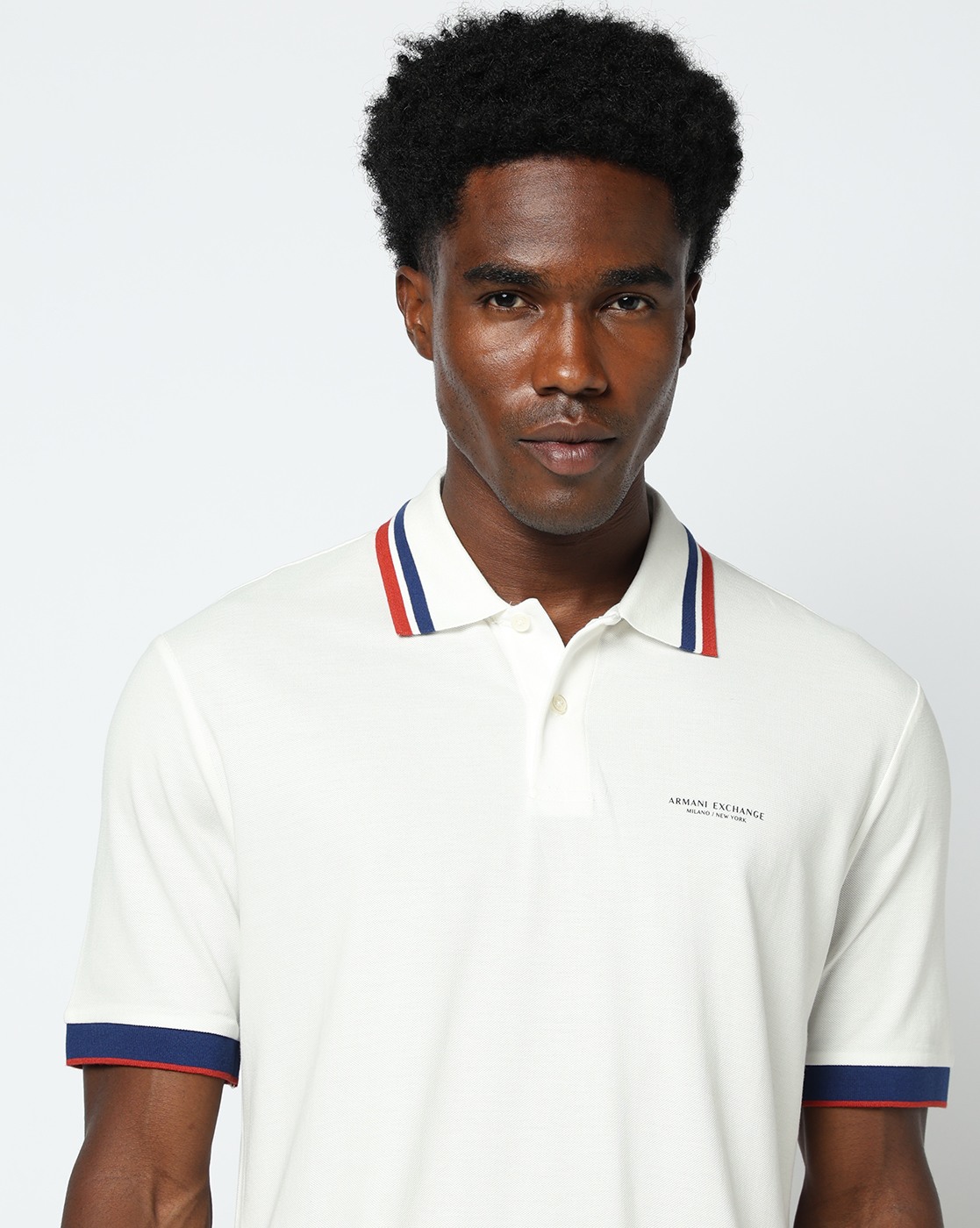 Men's White Armani Classics Polo Shirt