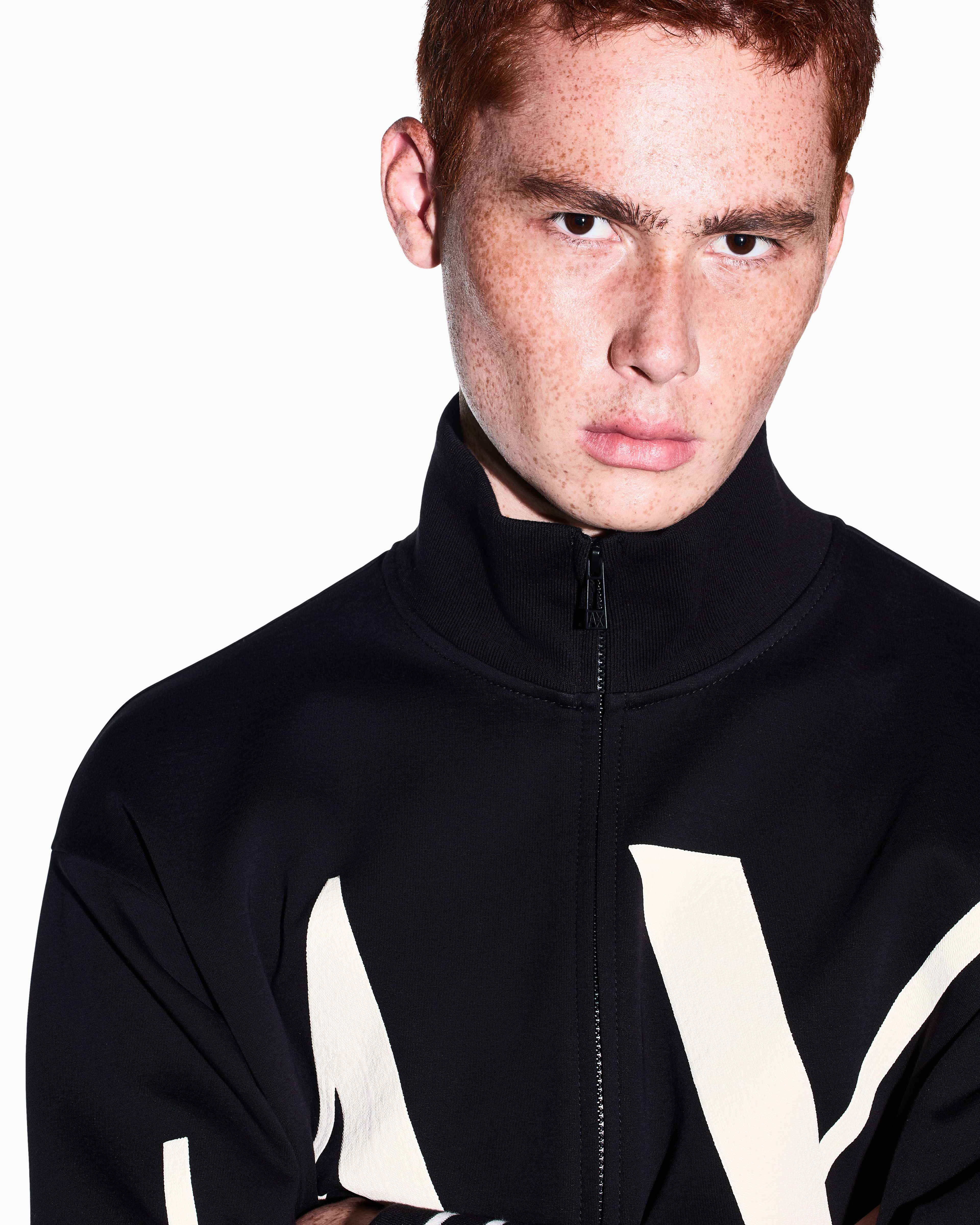 Men's Black Logomania Flocked Sweatshirt