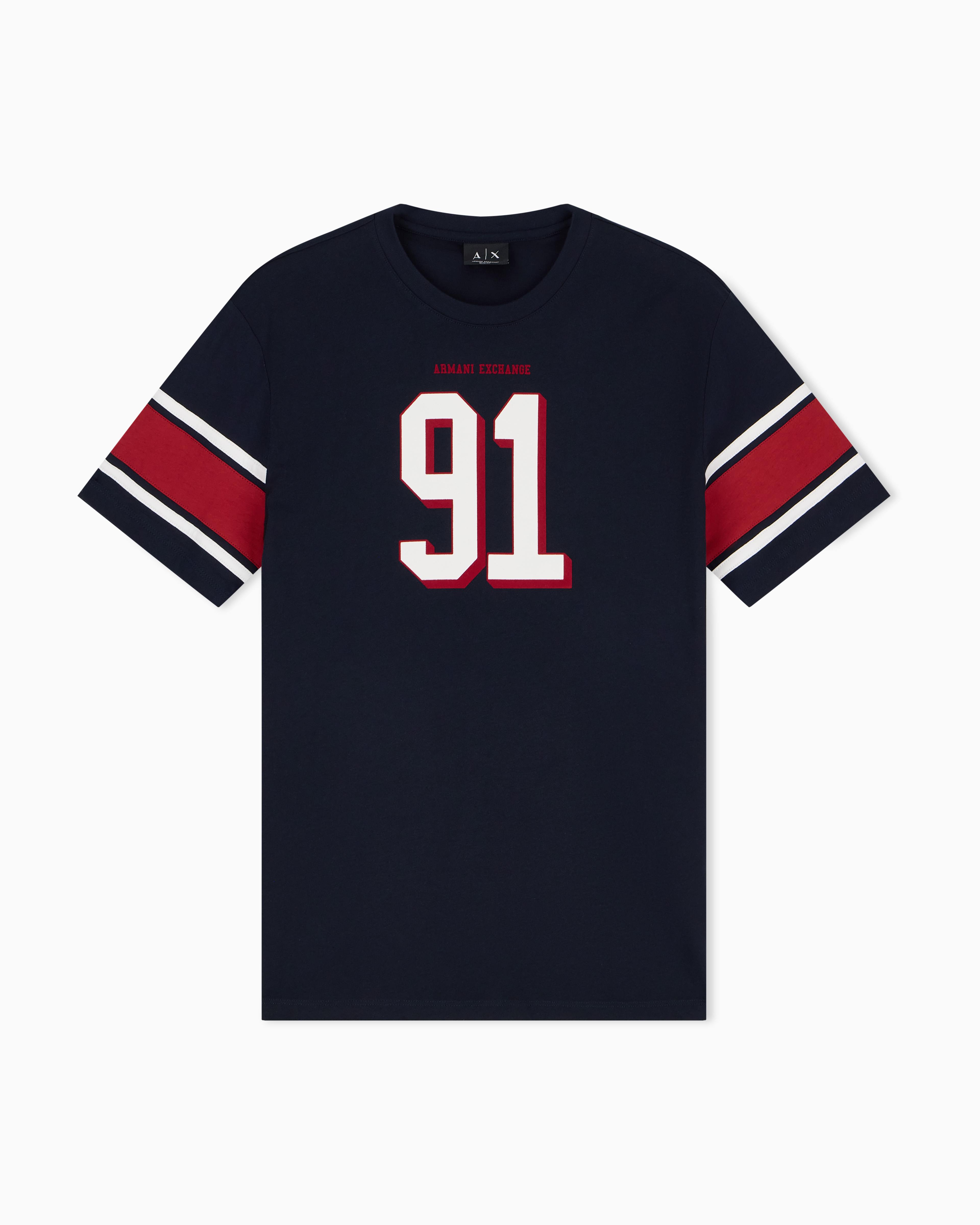 Men's Blue Logomania Flocked T-Shirt