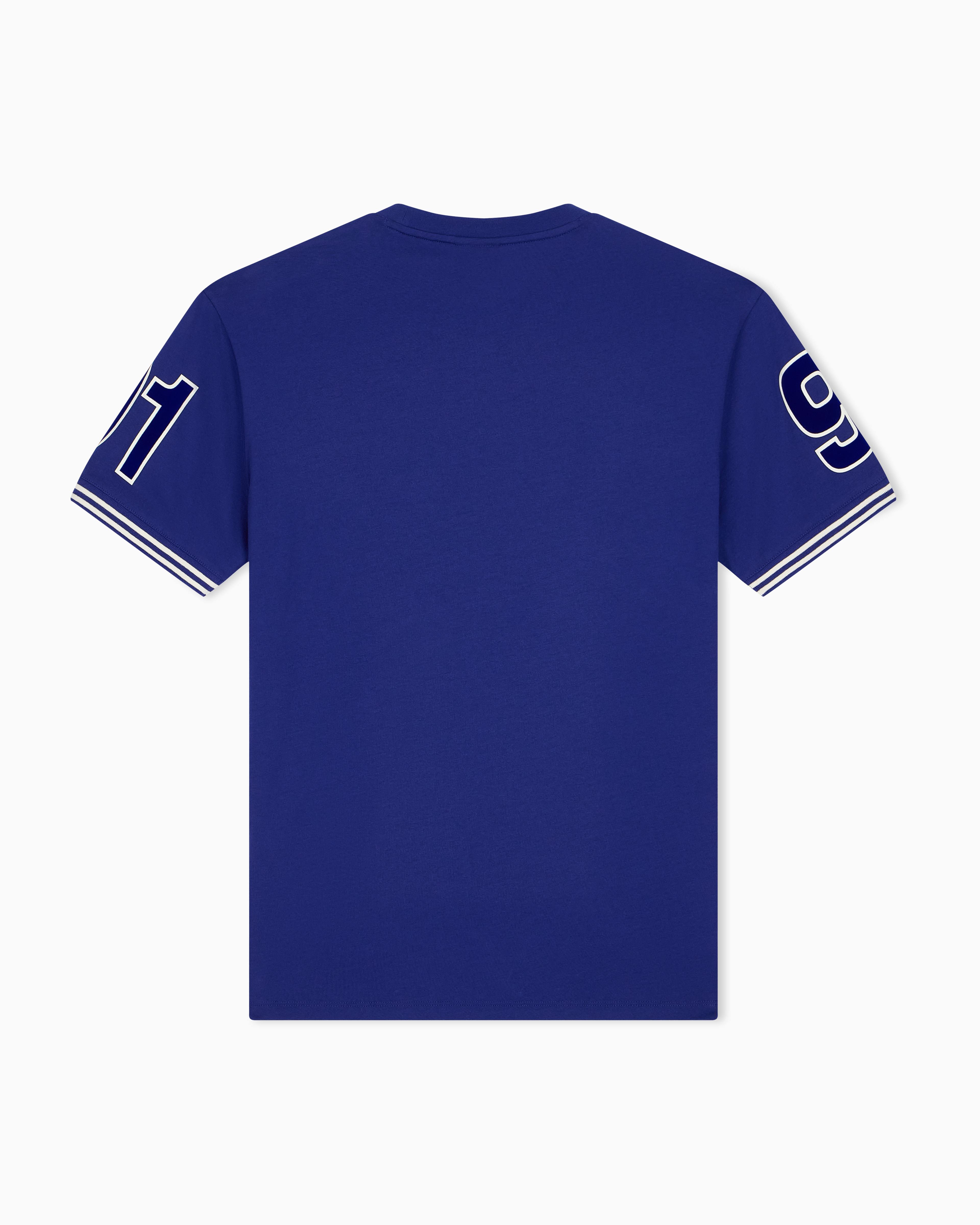 Men's Blue Logomania Flocked T-Shirt