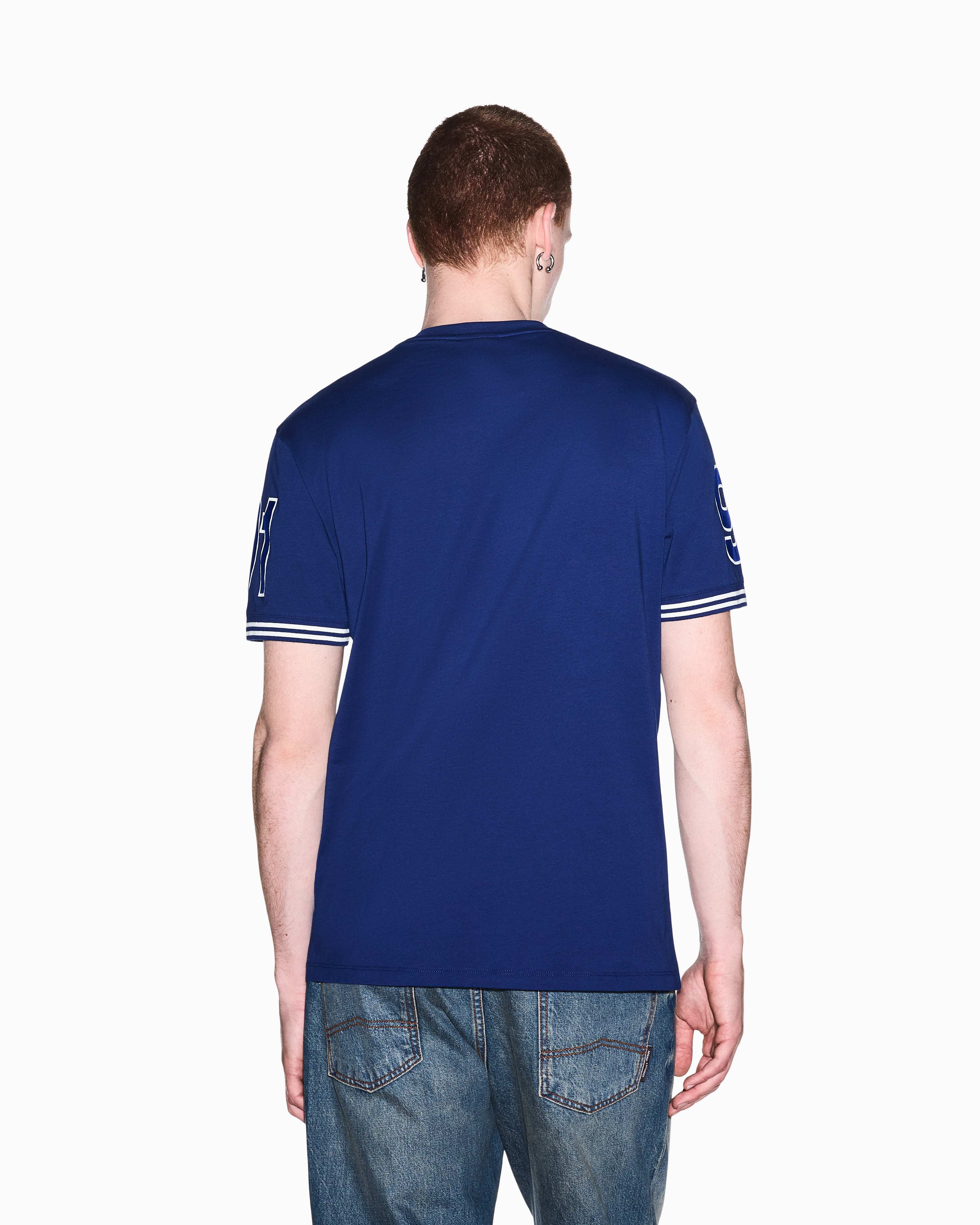 Men's Blue Logomania Flocked T-Shirt