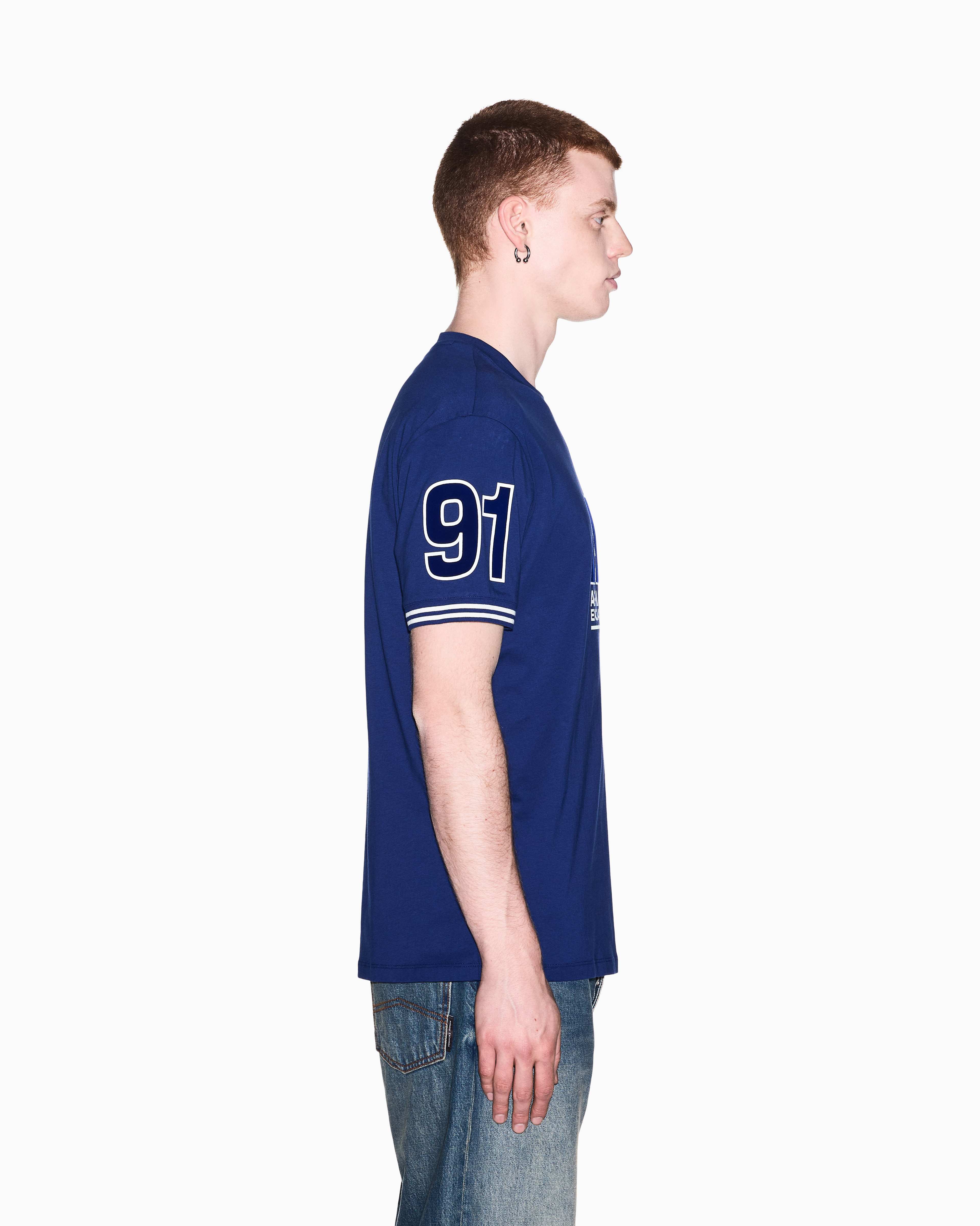 Men's Blue Logomania Flocked T-Shirt