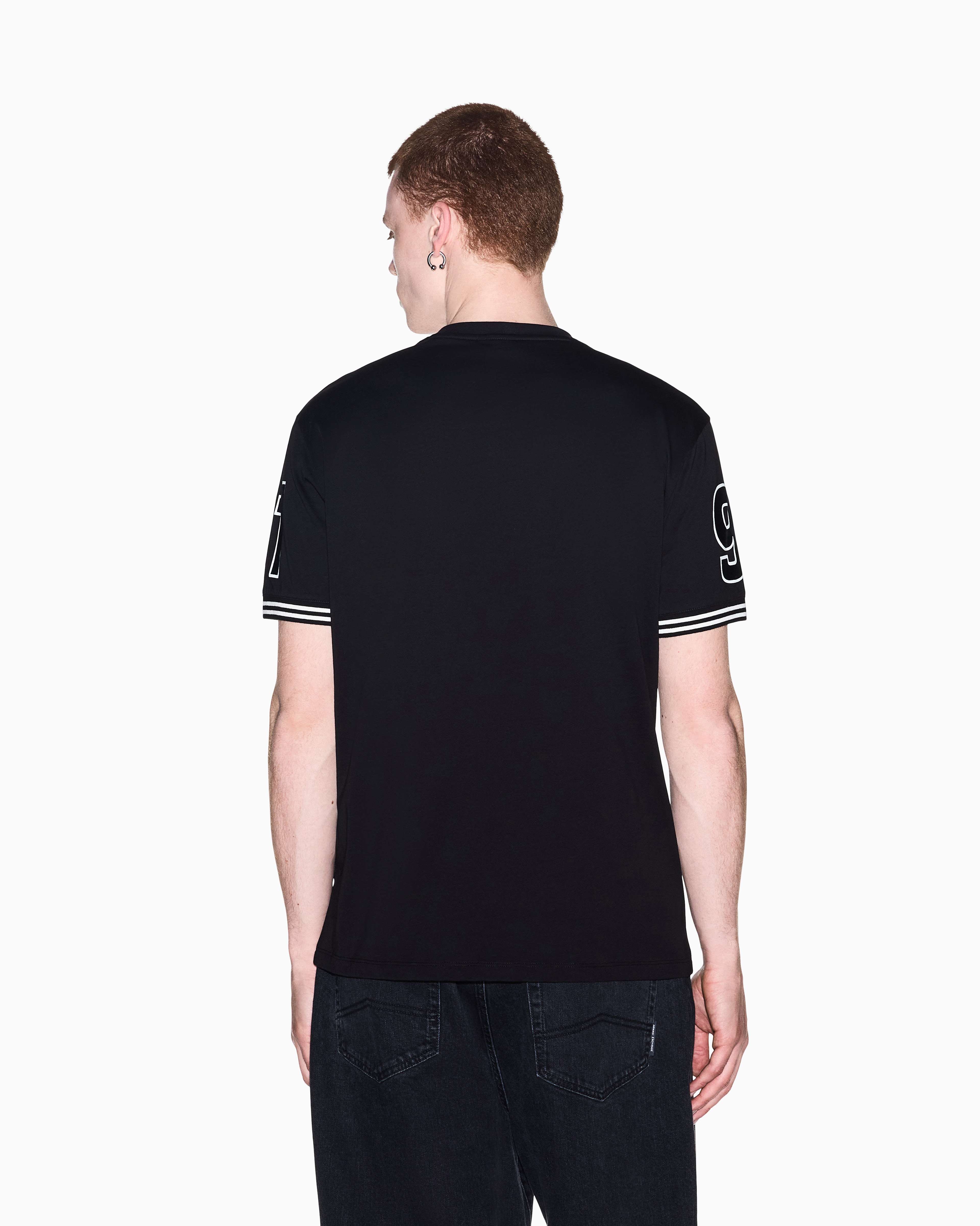 Men's Black Logomania Flocked T-Shirt