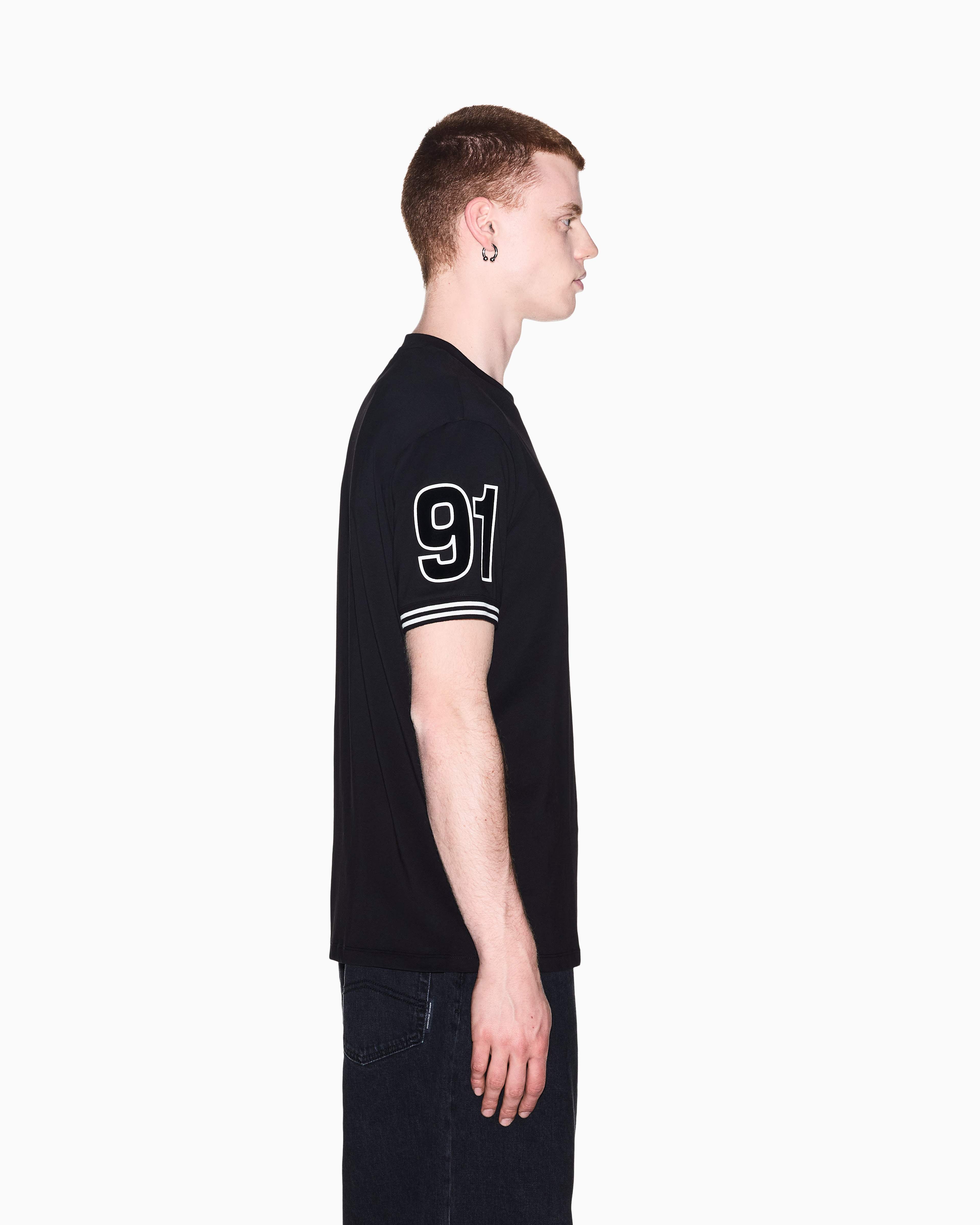 Men's Black Logomania Flocked T-Shirt