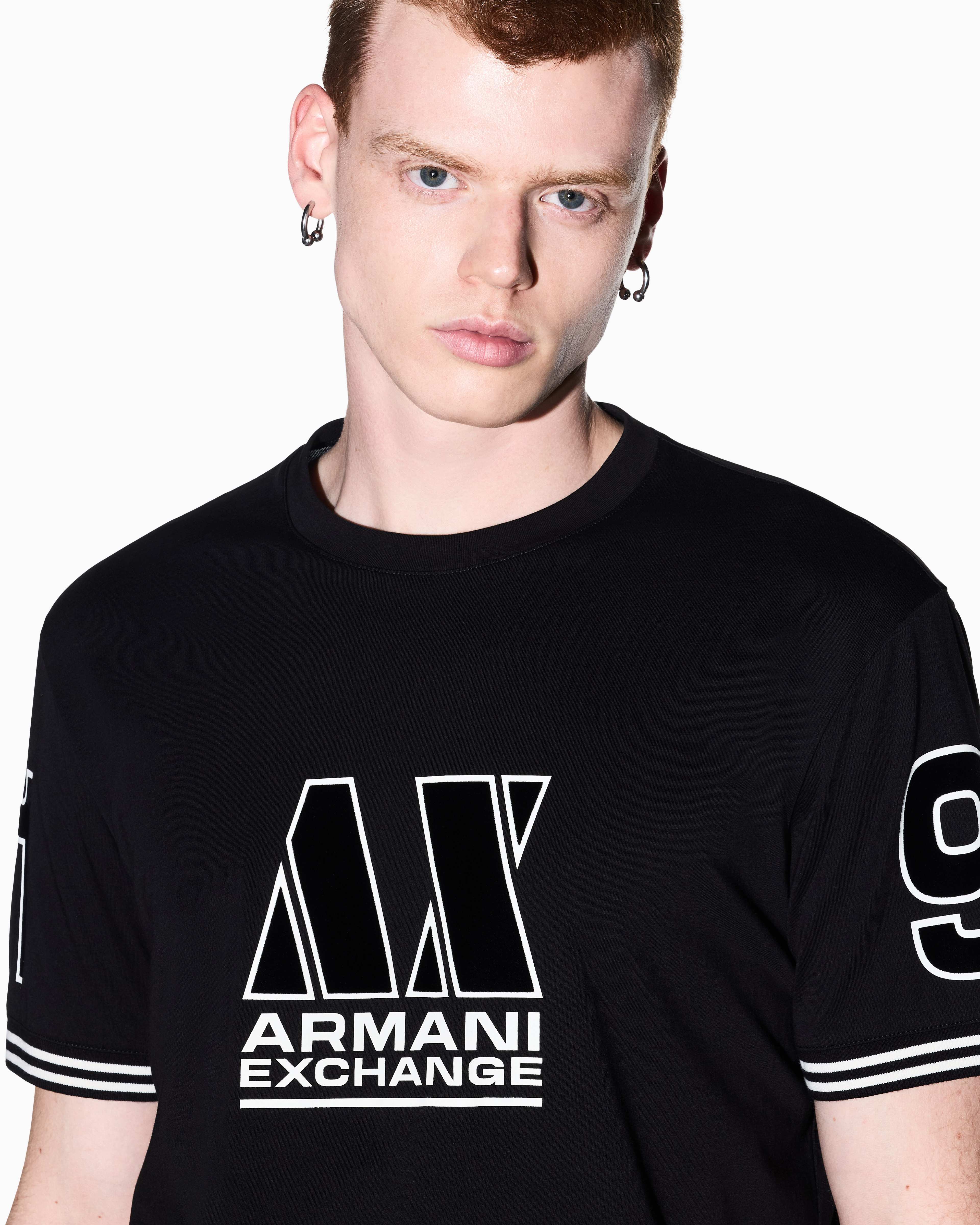 Men's Black Logomania Flocked T-Shirt