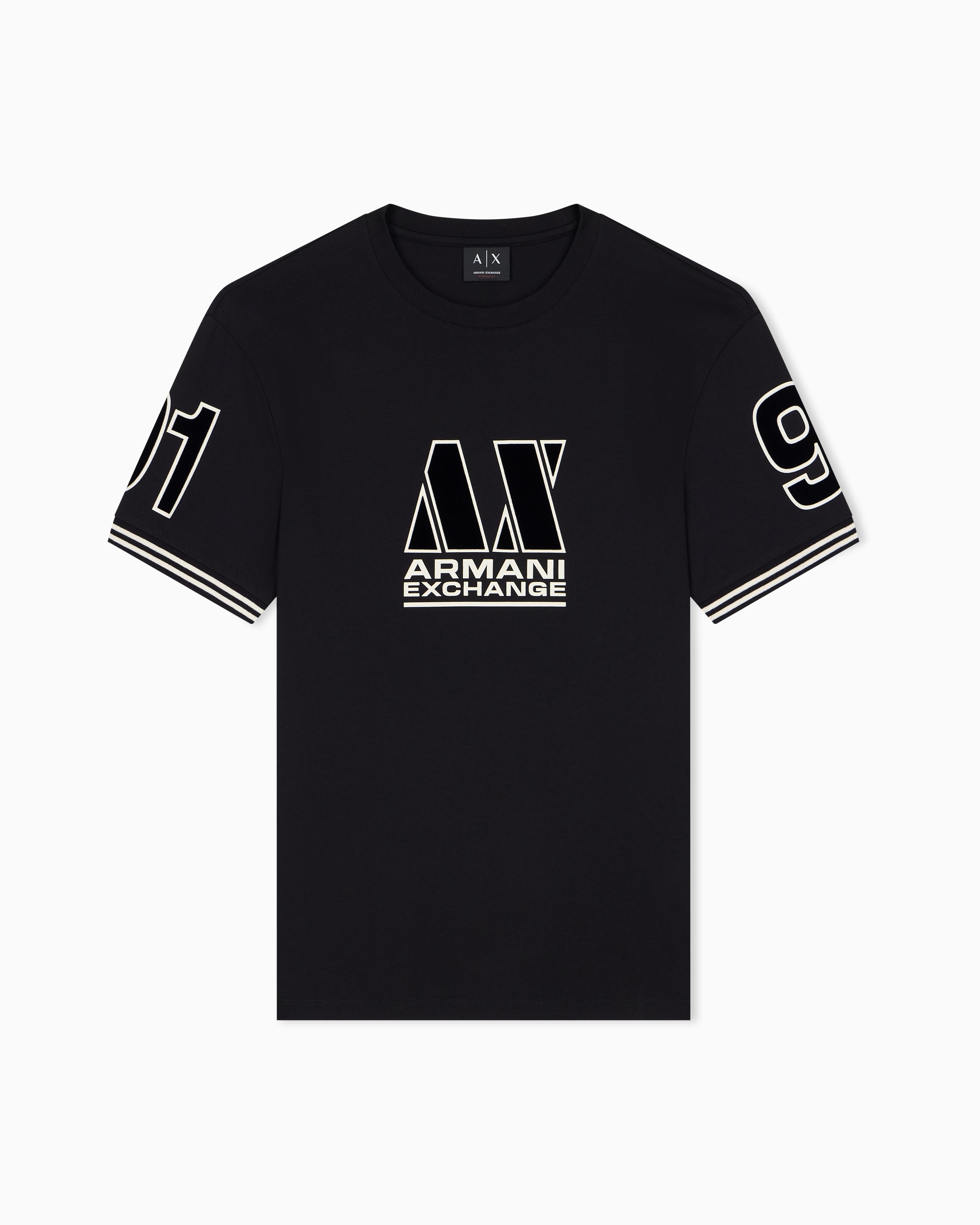 Men's Black Logomania Flocked T-Shirt
