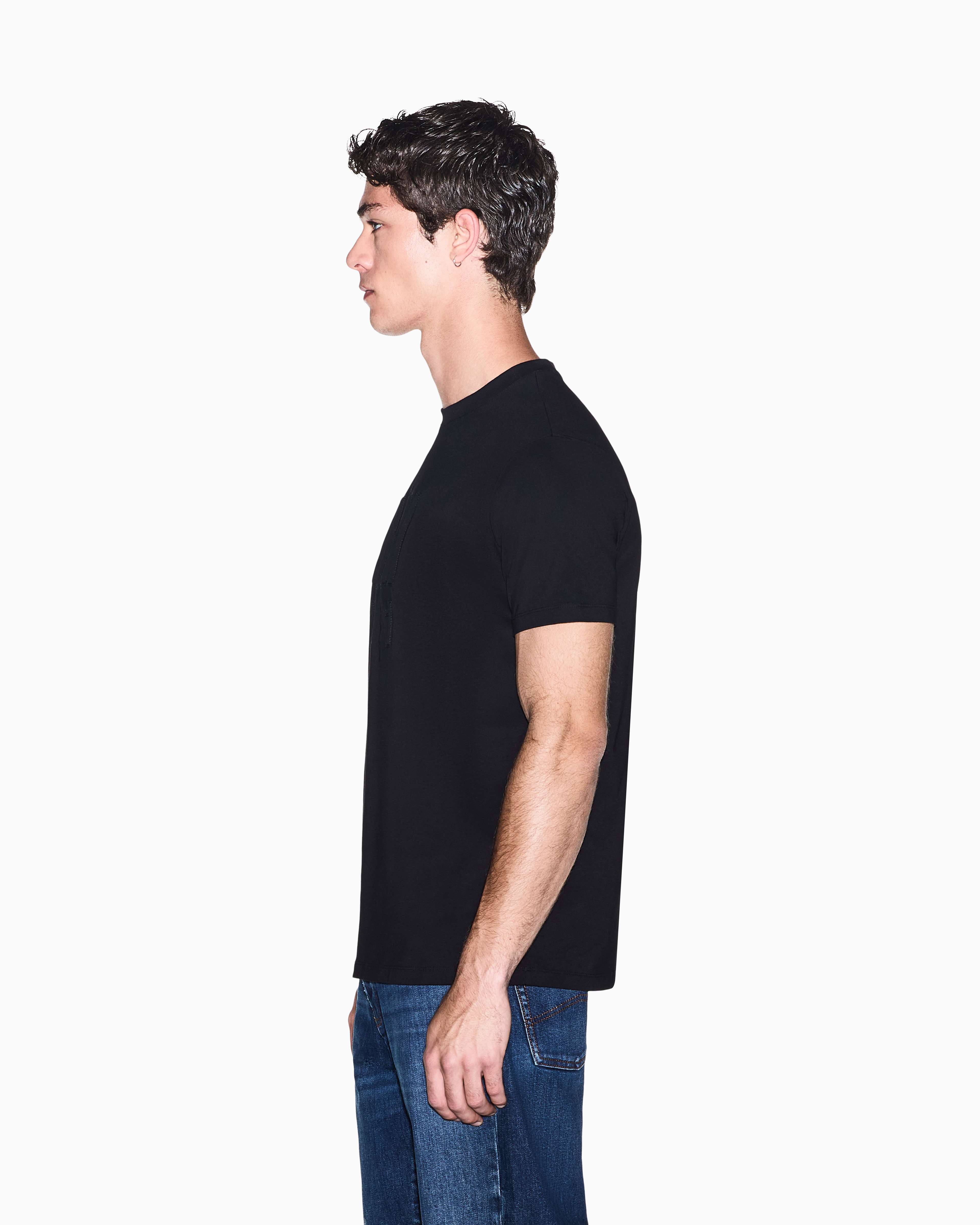 Men's Black Logomania Embossed T-Shirt