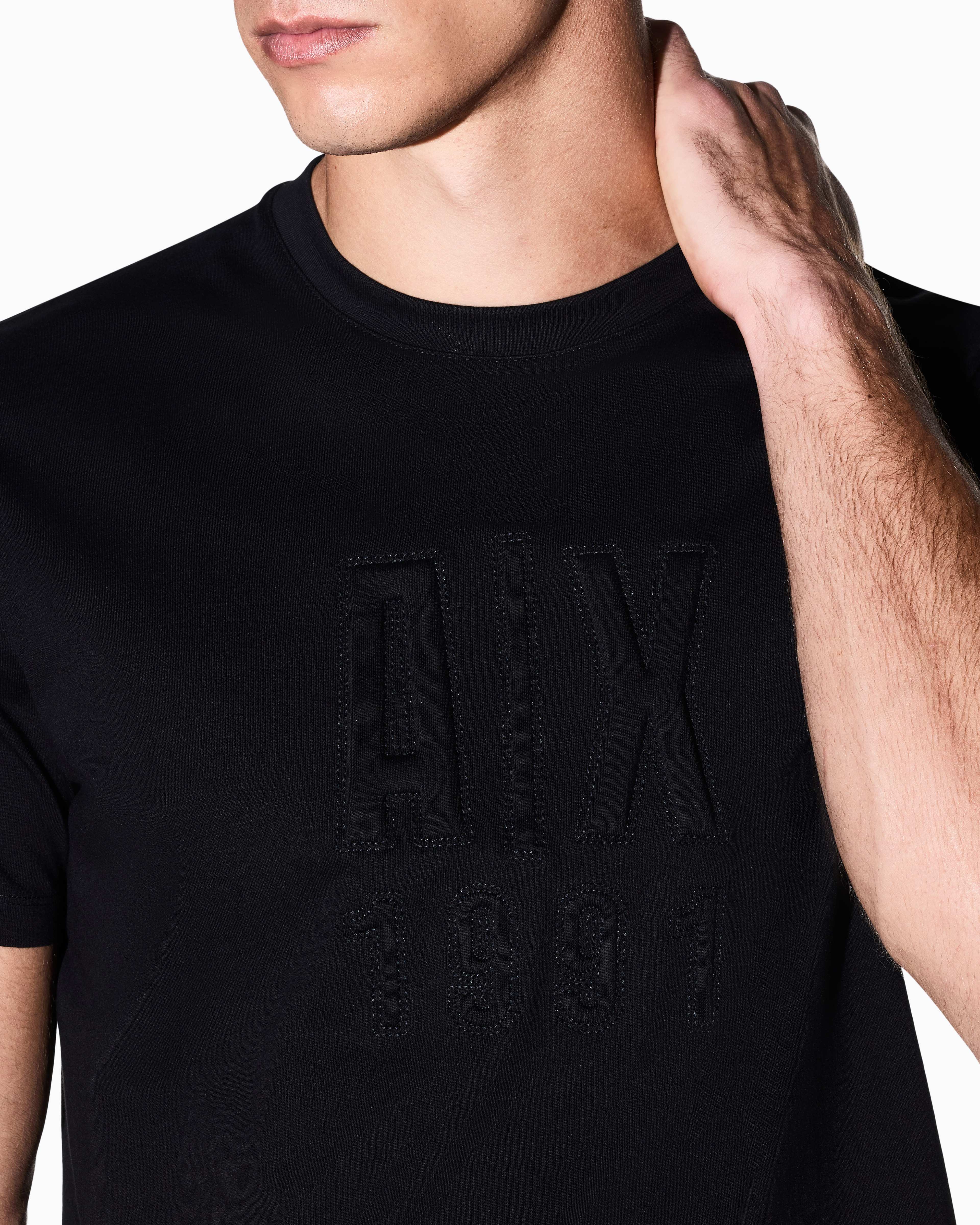 Men's Black Logomania Embossed T-Shirt