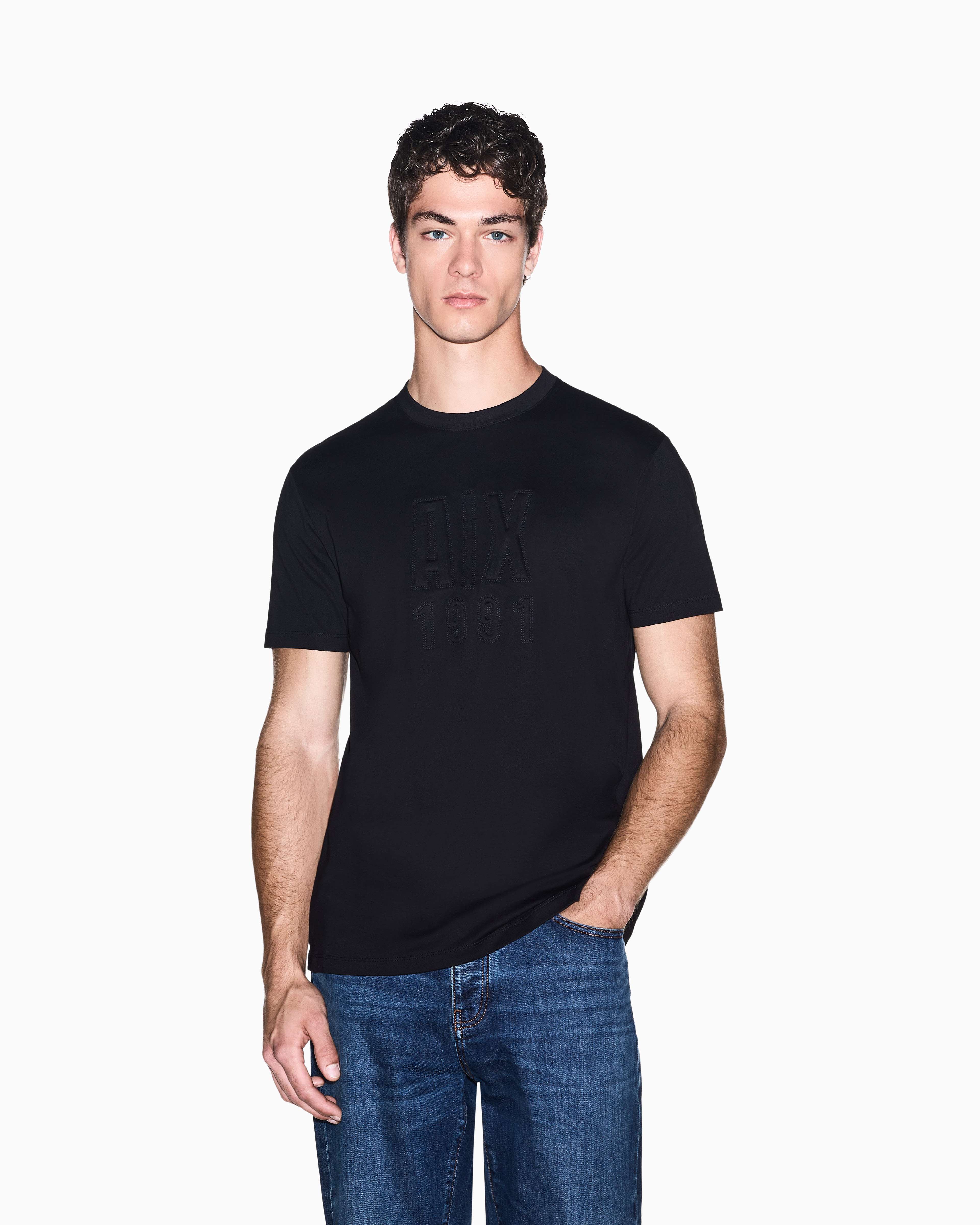 Men's Black Logomania Embossed T-Shirt