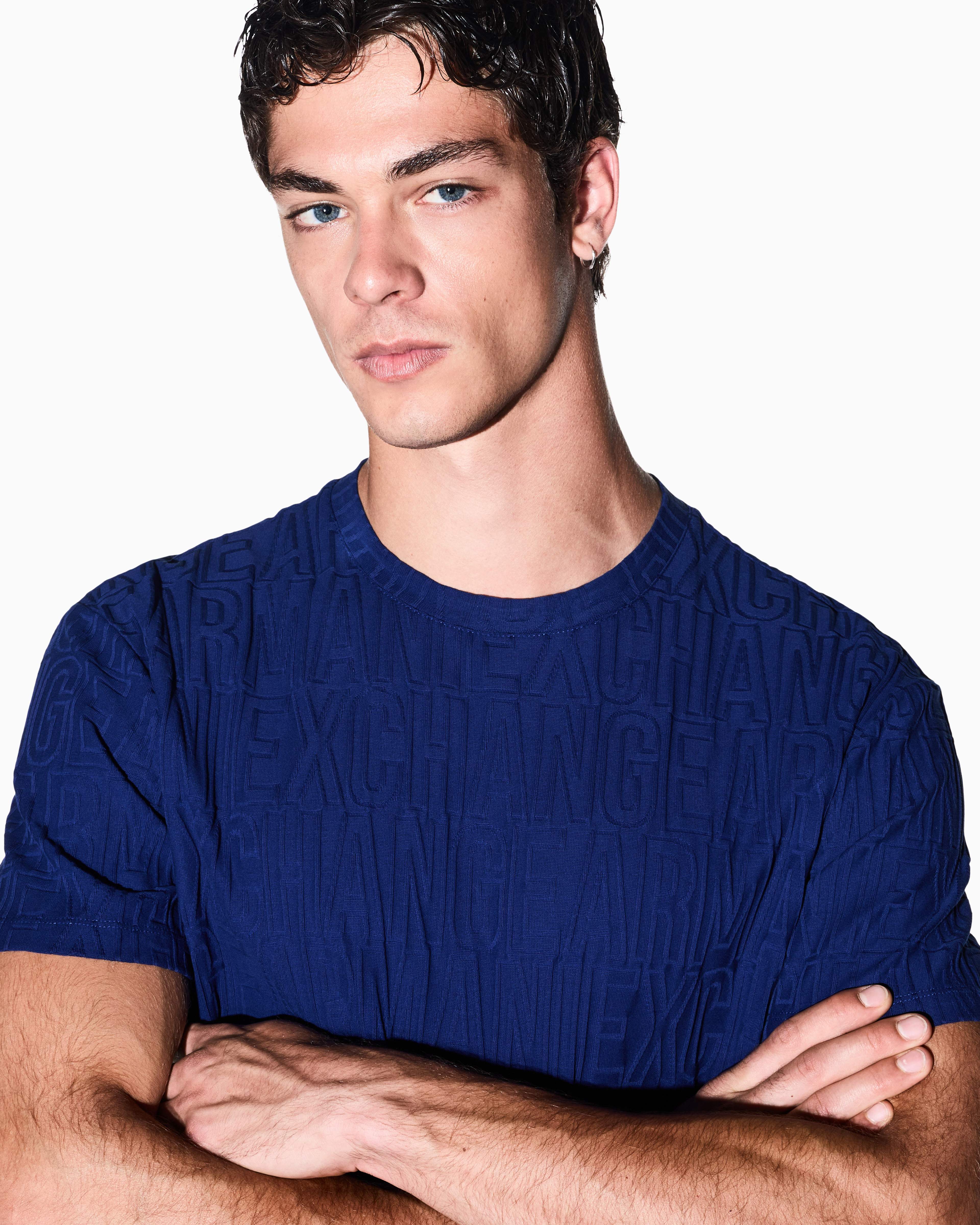Men's Blue Logomania Jacquard T-Shirt