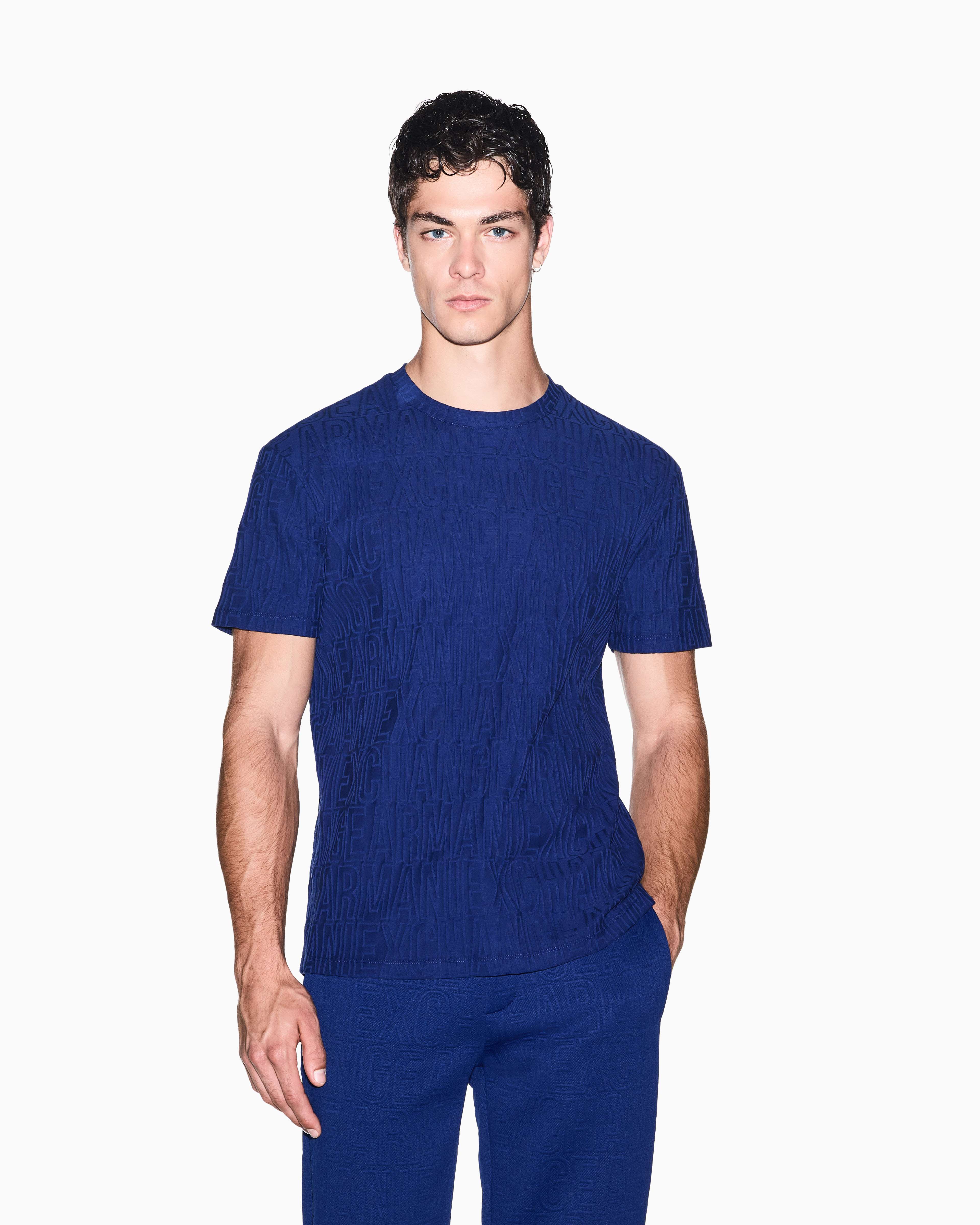 Men's Blue Logomania Jacquard T-Shirt