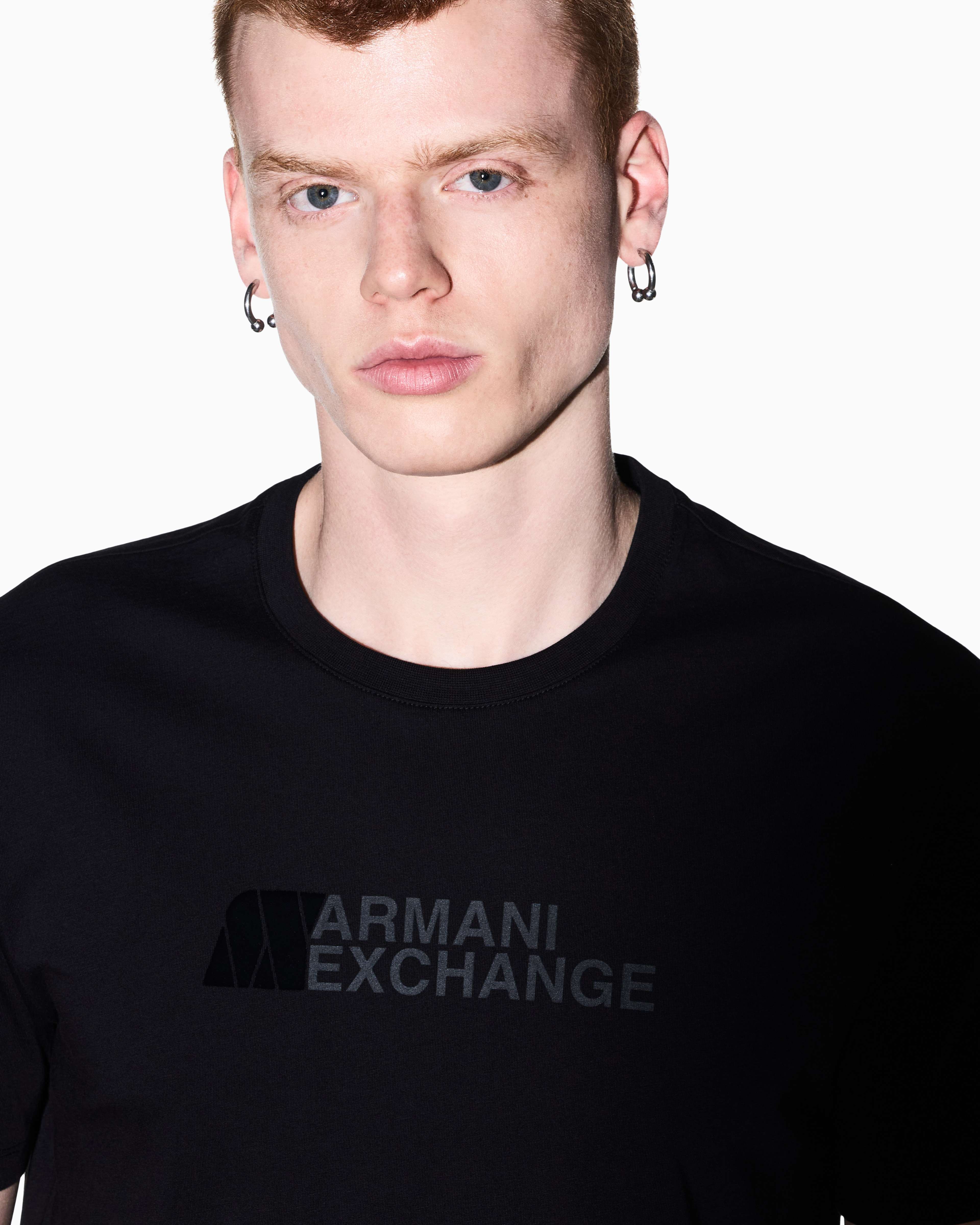 Men's Black Logomania Flocked T-Shirt