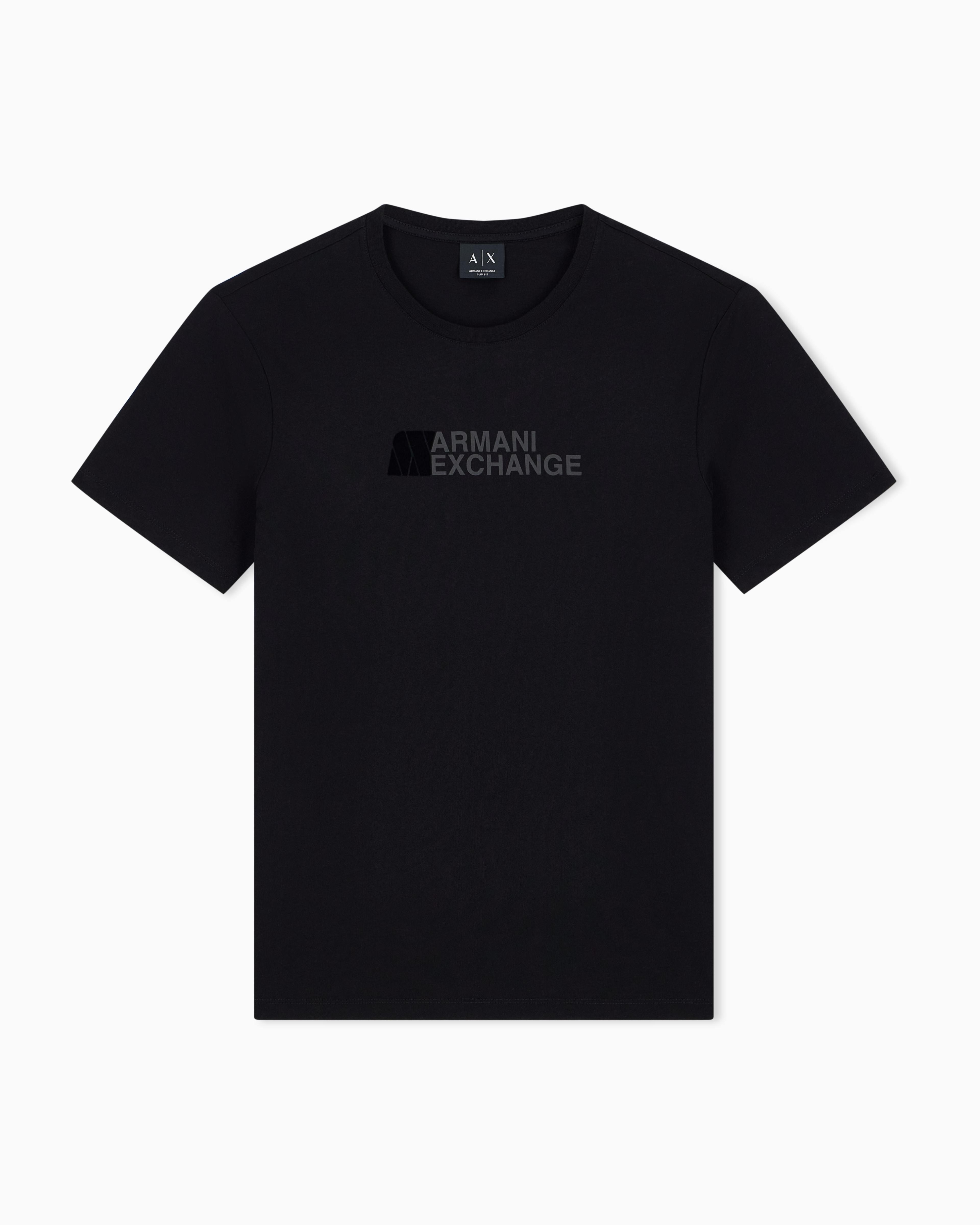 Men's Black Logomania Flocked T-Shirt