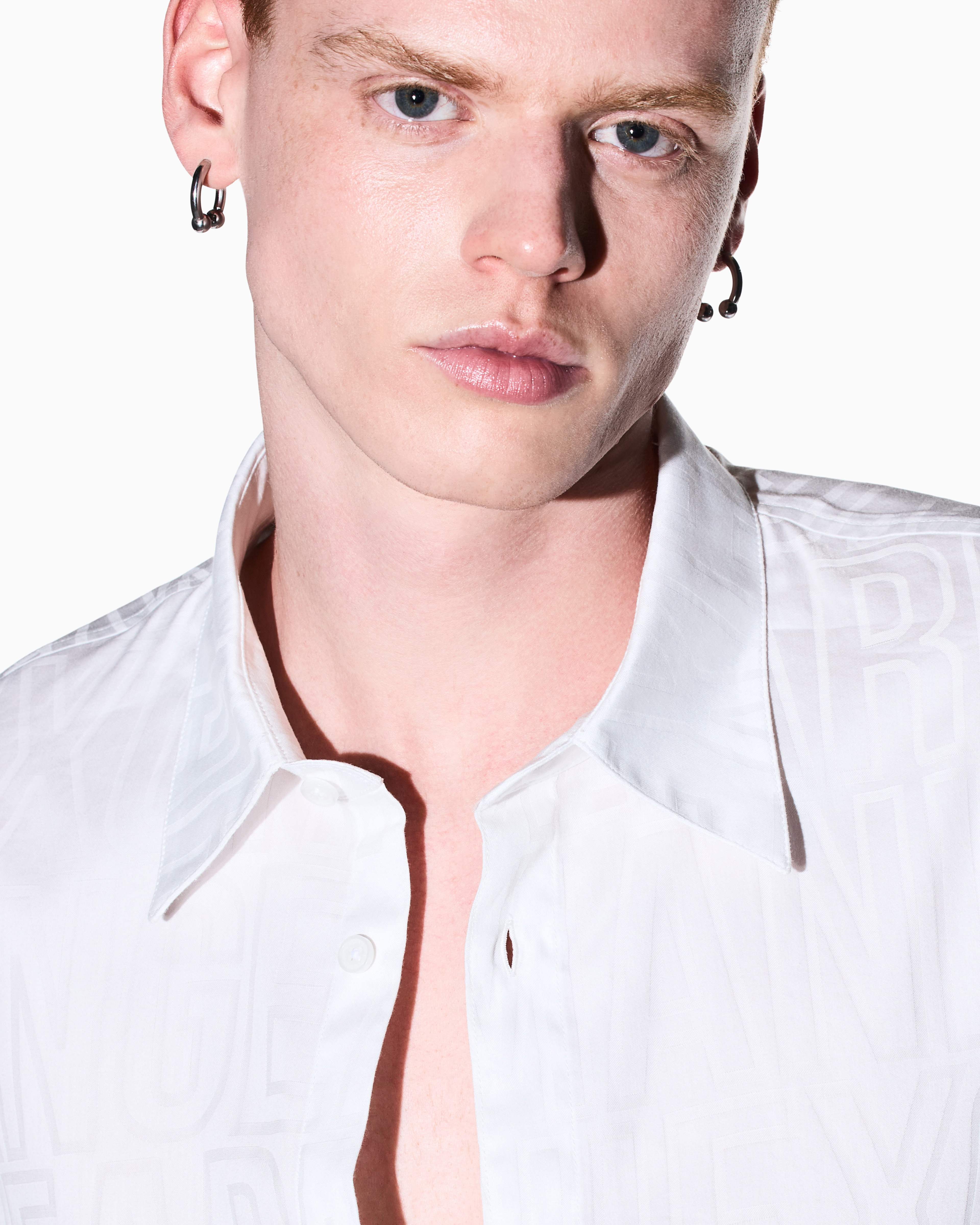 Men's White Logomania Jacquard Shirt