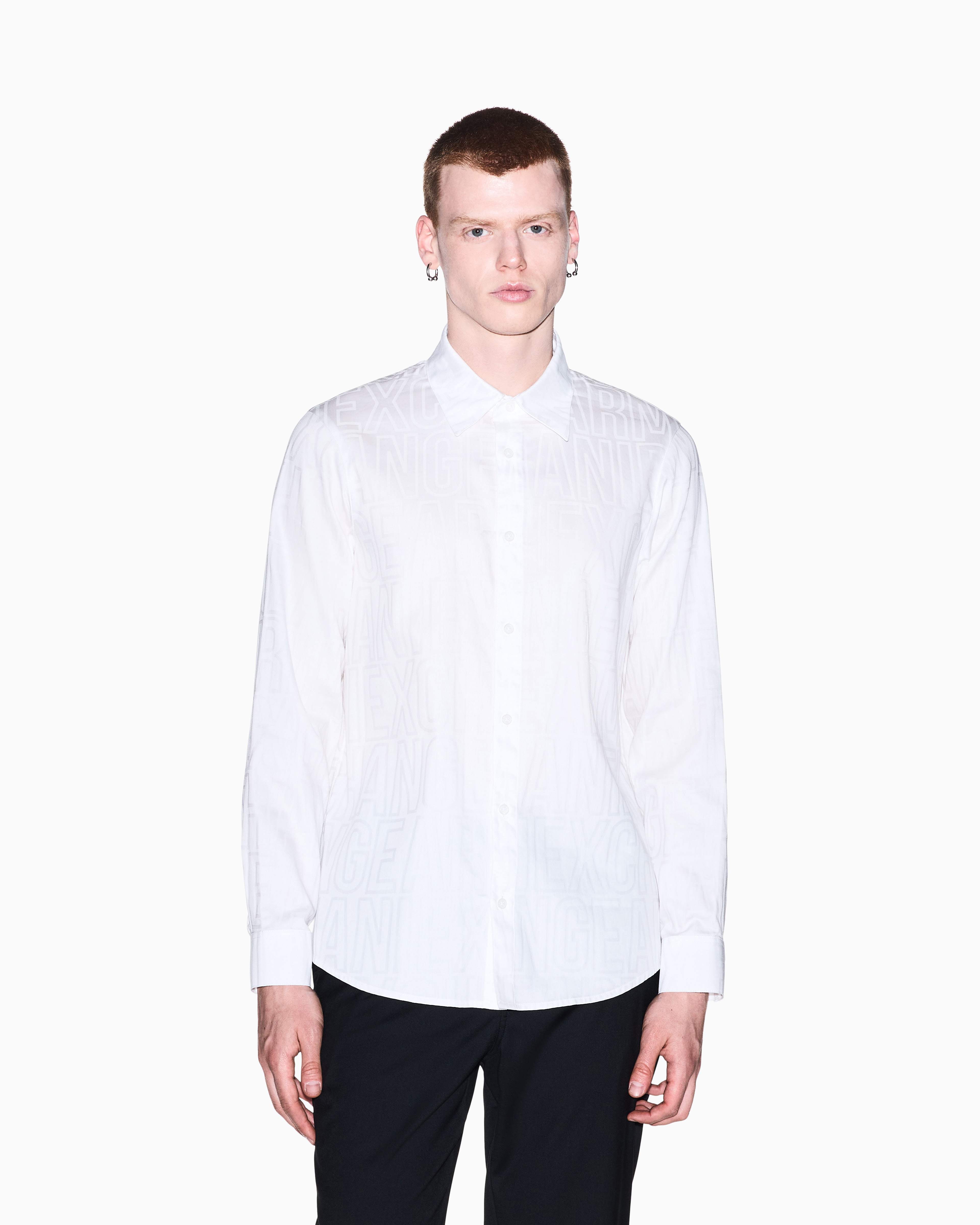 Men's White Logomania Jacquard Shirt