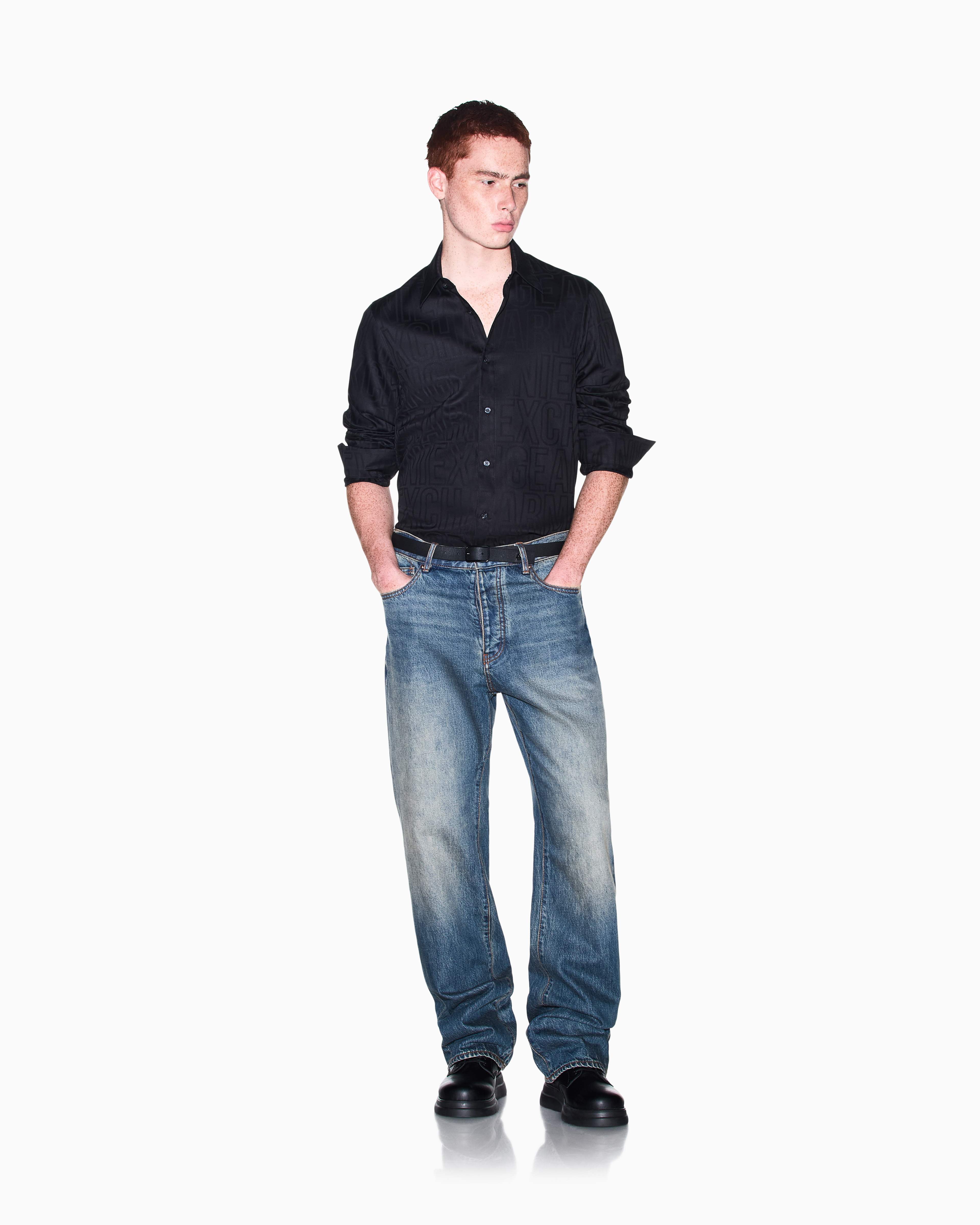 Men's Black Logomania Jacquard Shirt