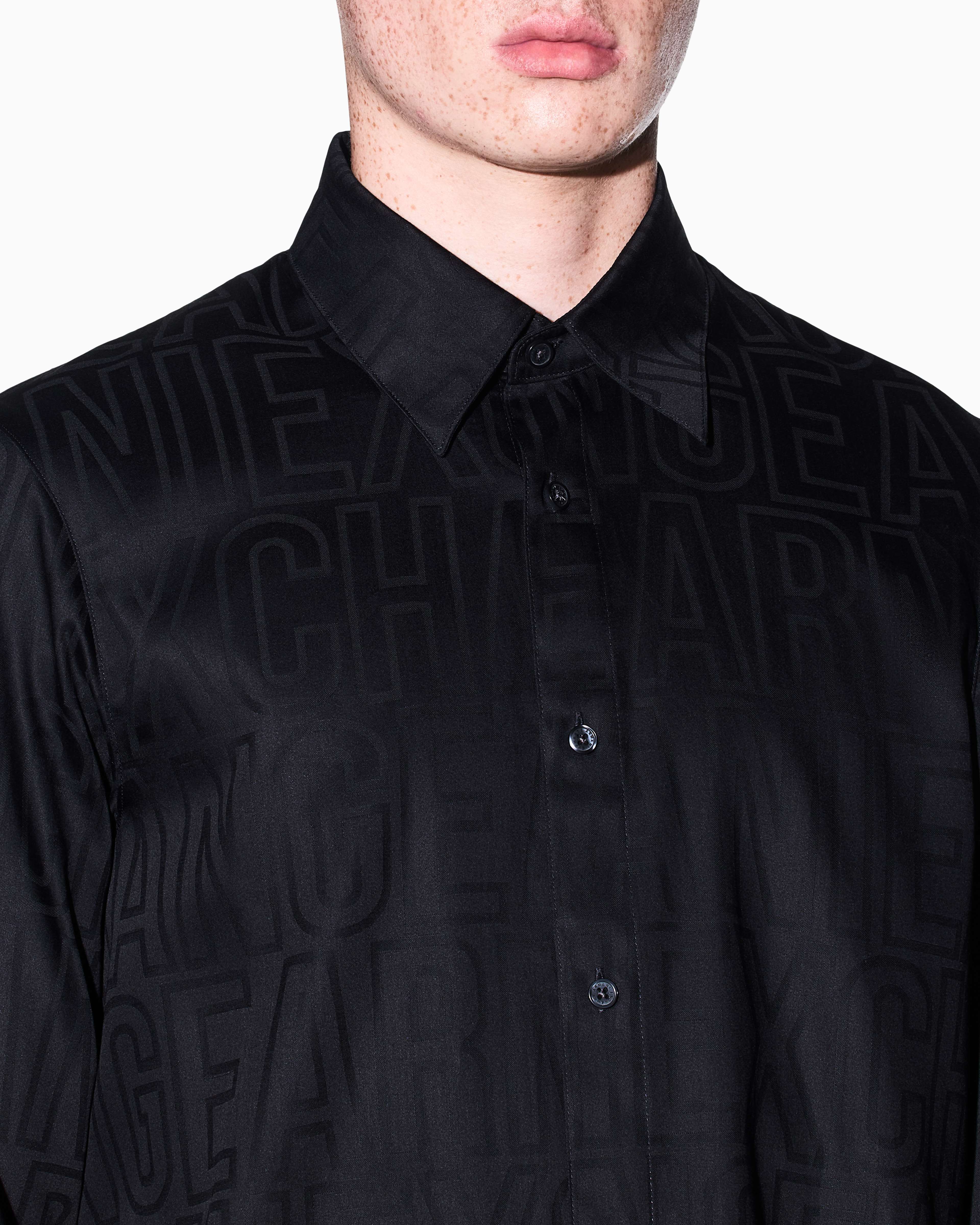 Men's Black Logomania Jacquard Shirt