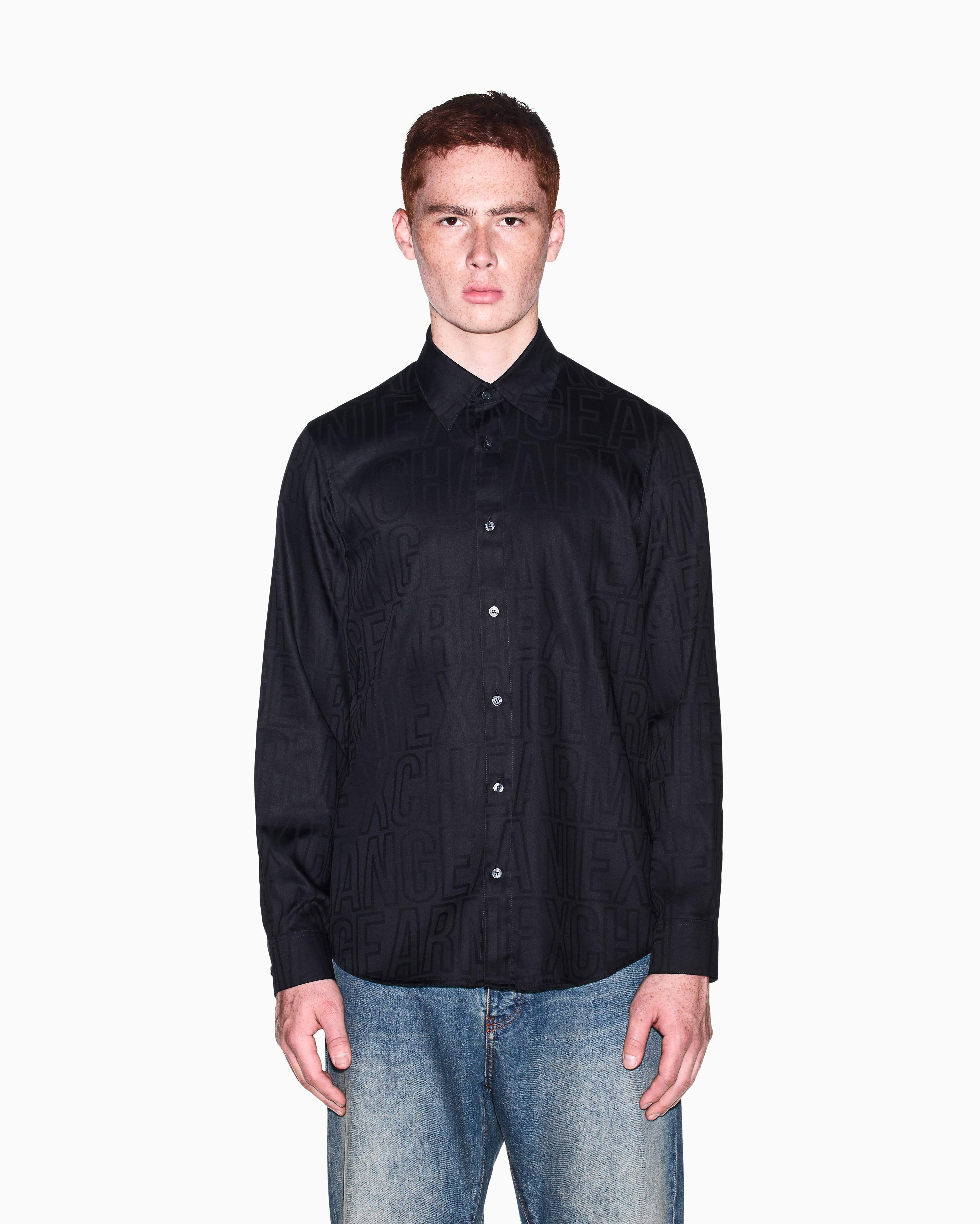 Men's Black Logomania Jacquard Shirt