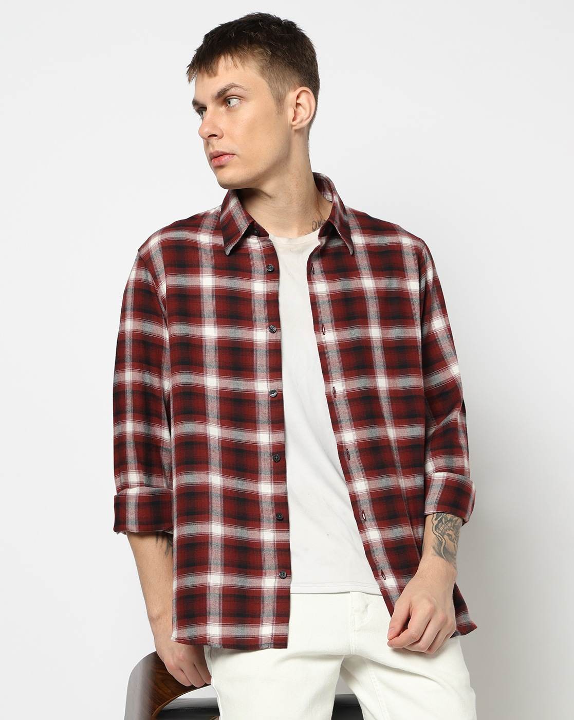 Men's Grey Crossover Blouse