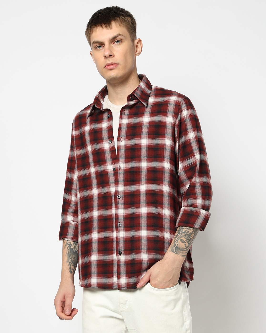 Men's Grey Crossover Blouse