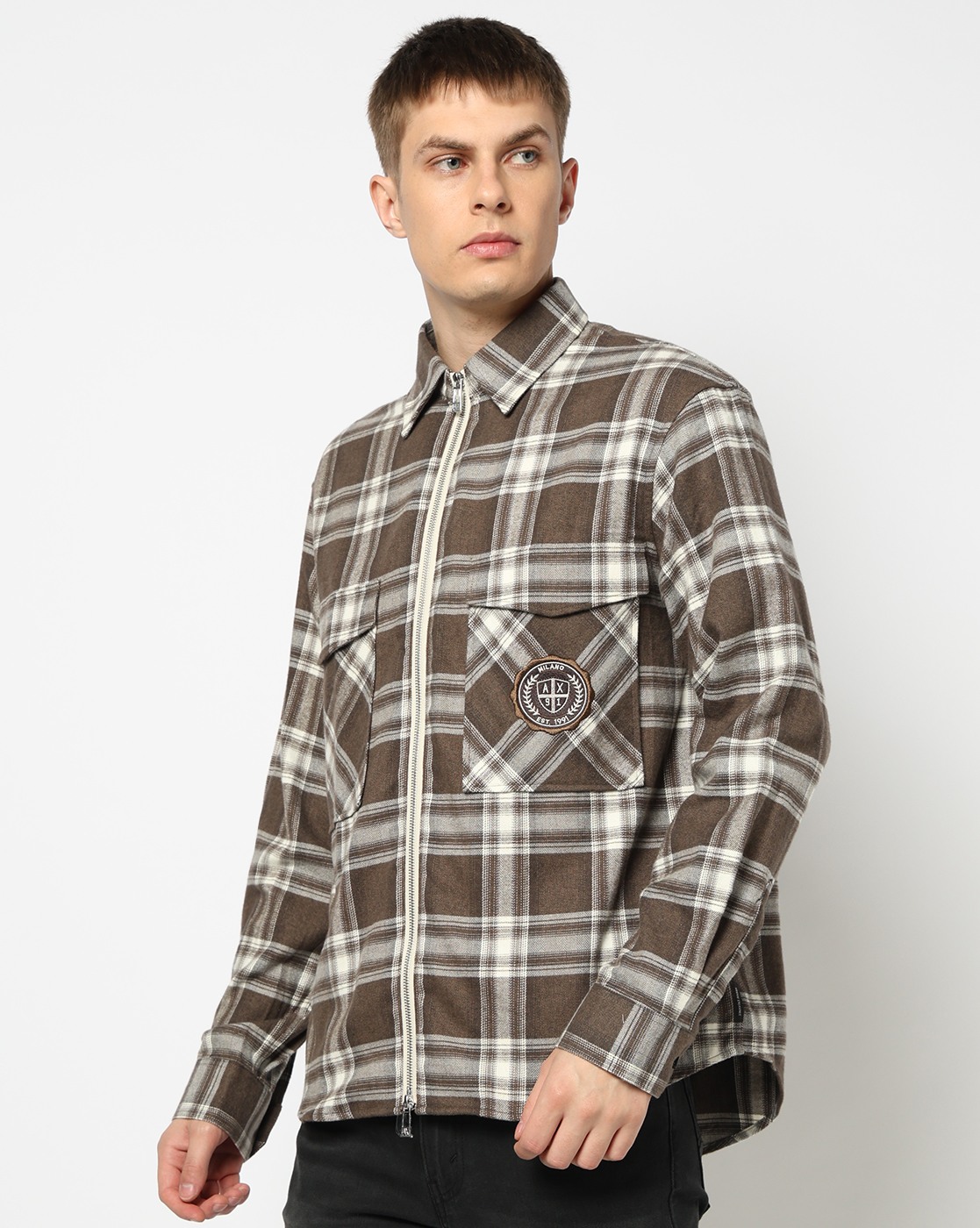 Men's Grey Crossover Blouse