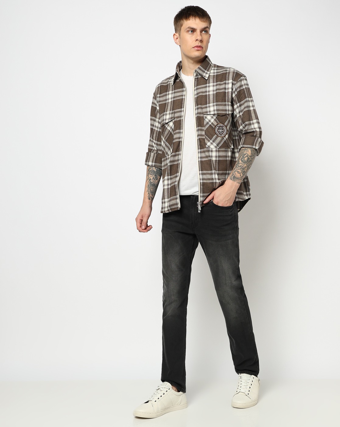 Men's Grey Crossover Blouse