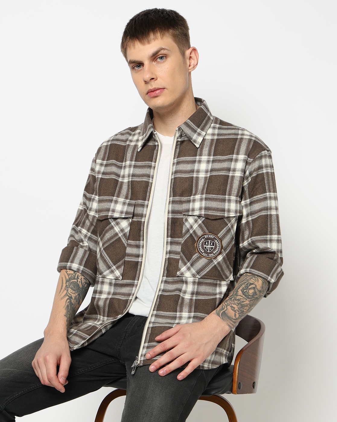 Men's Grey Crossover Blouse