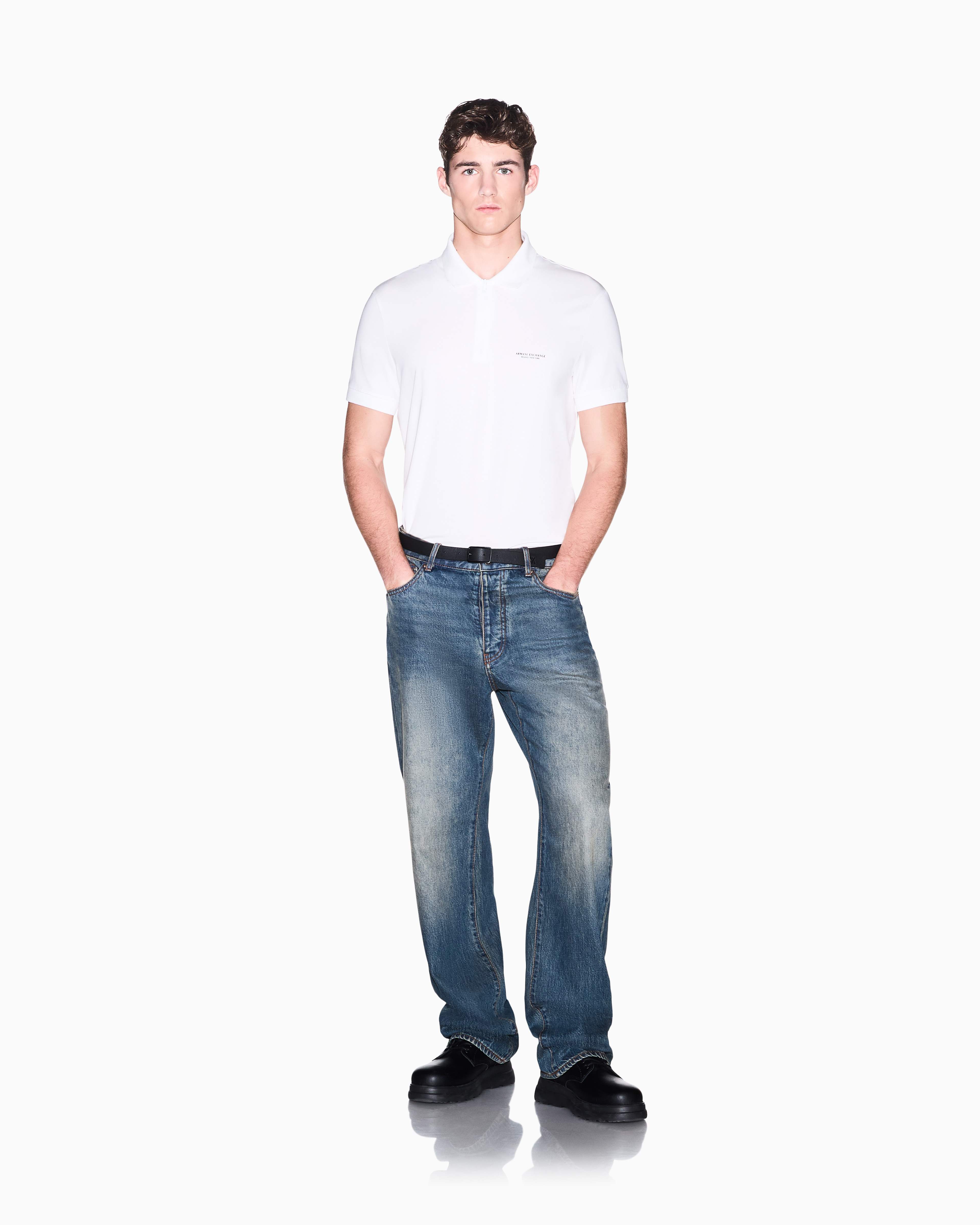 Men's White Armani Classics Polo Shirt