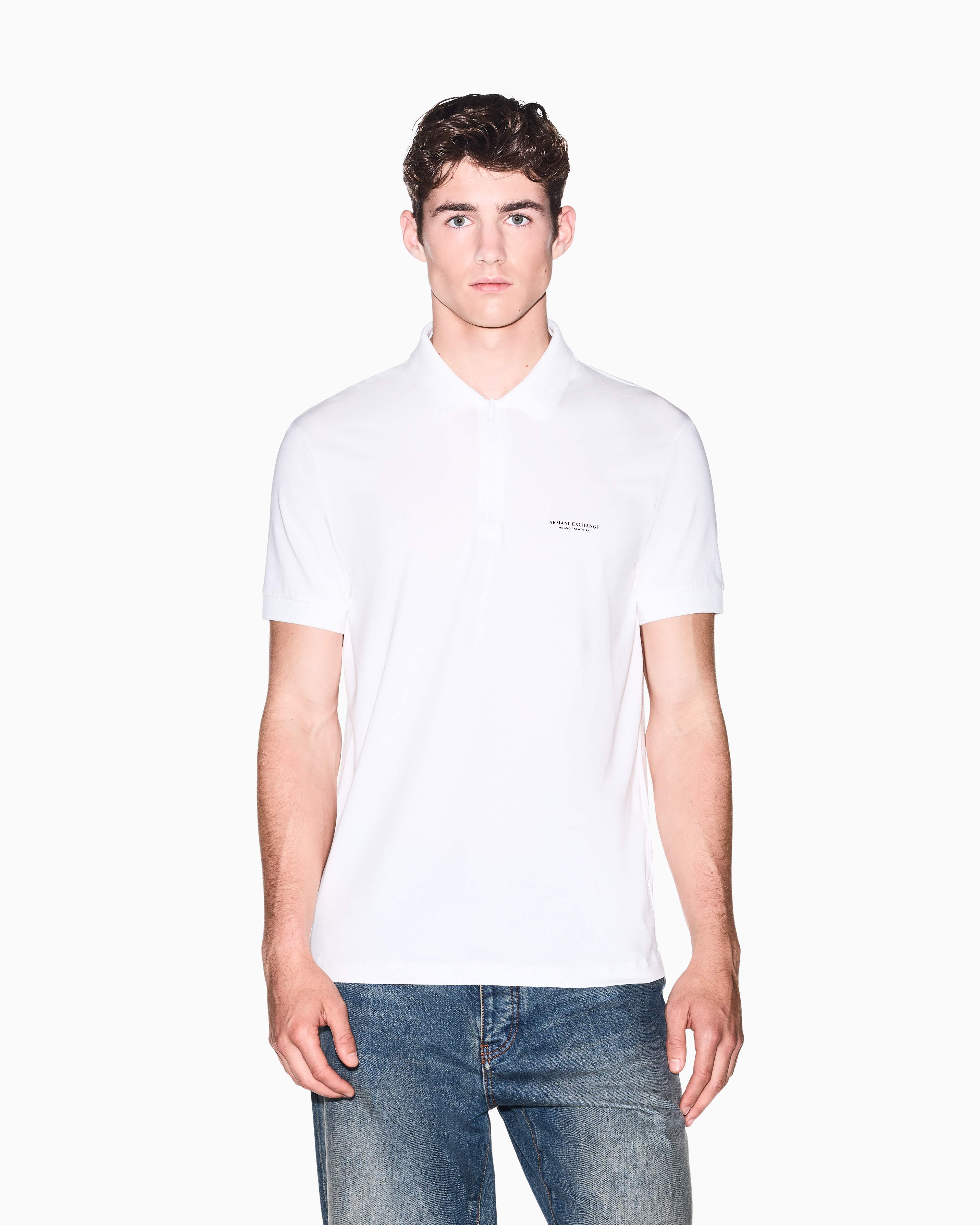 Men's White Armani Classics Polo Shirt