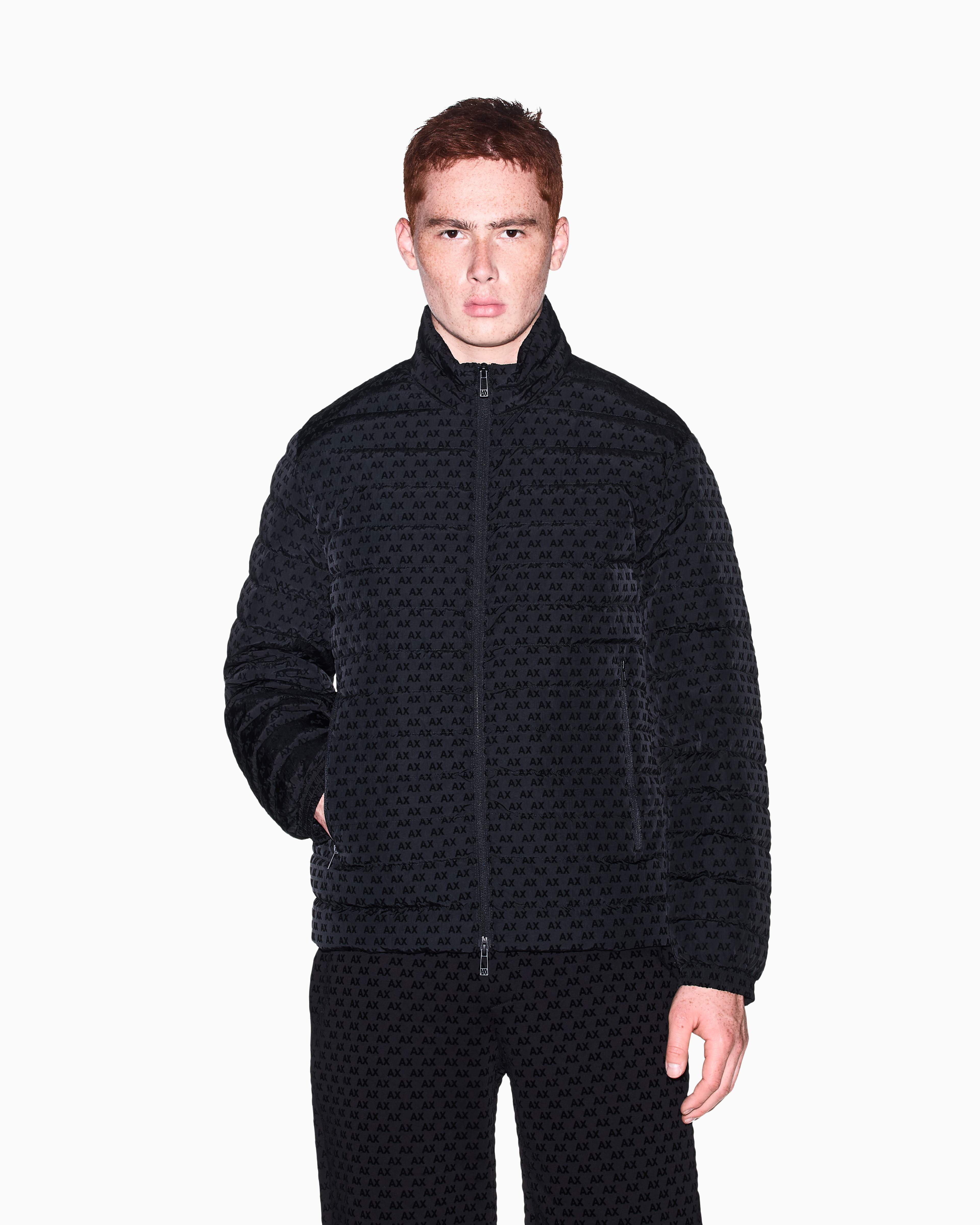 Men's Black Logomania Flocked Down Jacket