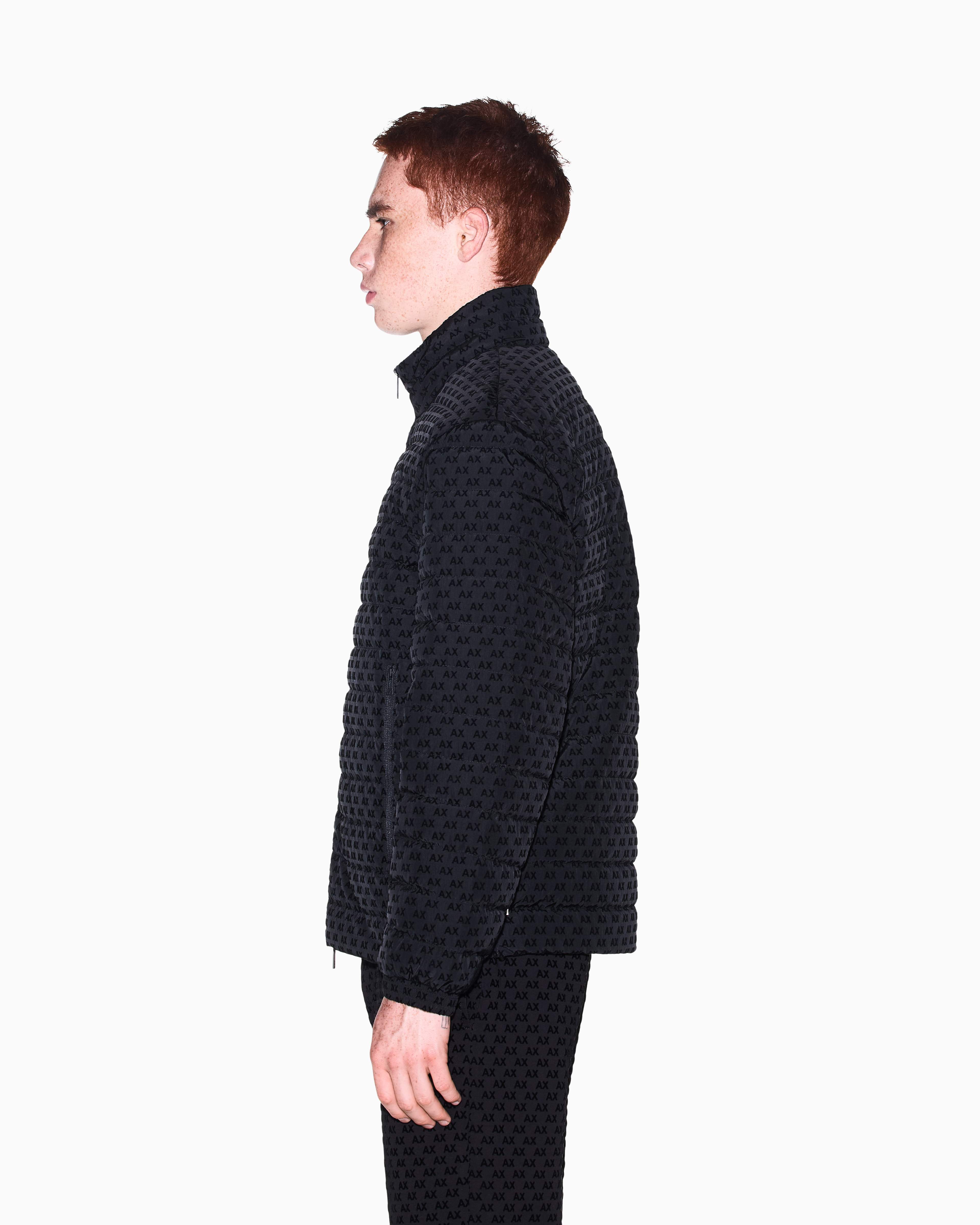 Men's Black Logomania Flocked Down Jacket