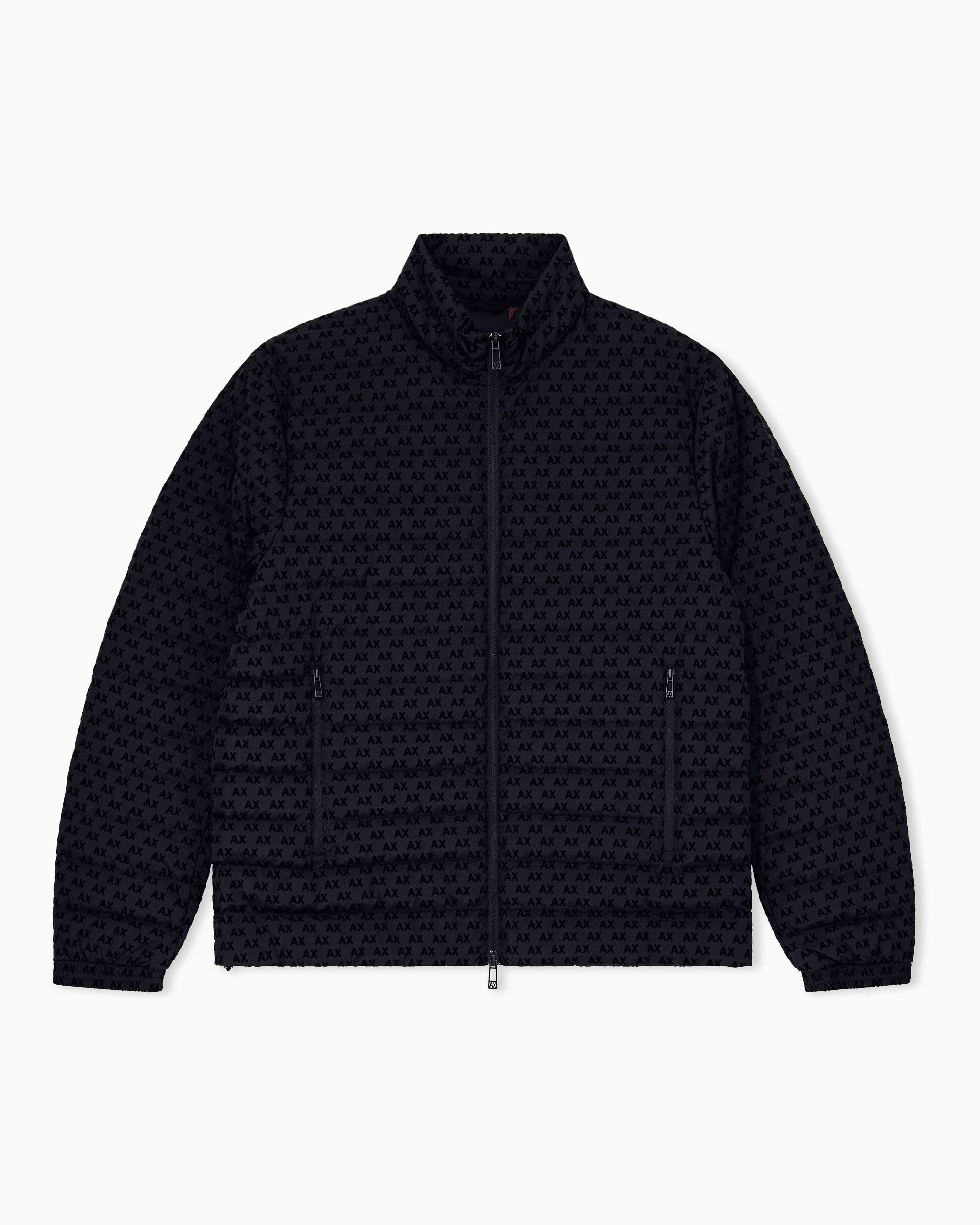 Men's Black Logomania Flocked Down Jacket