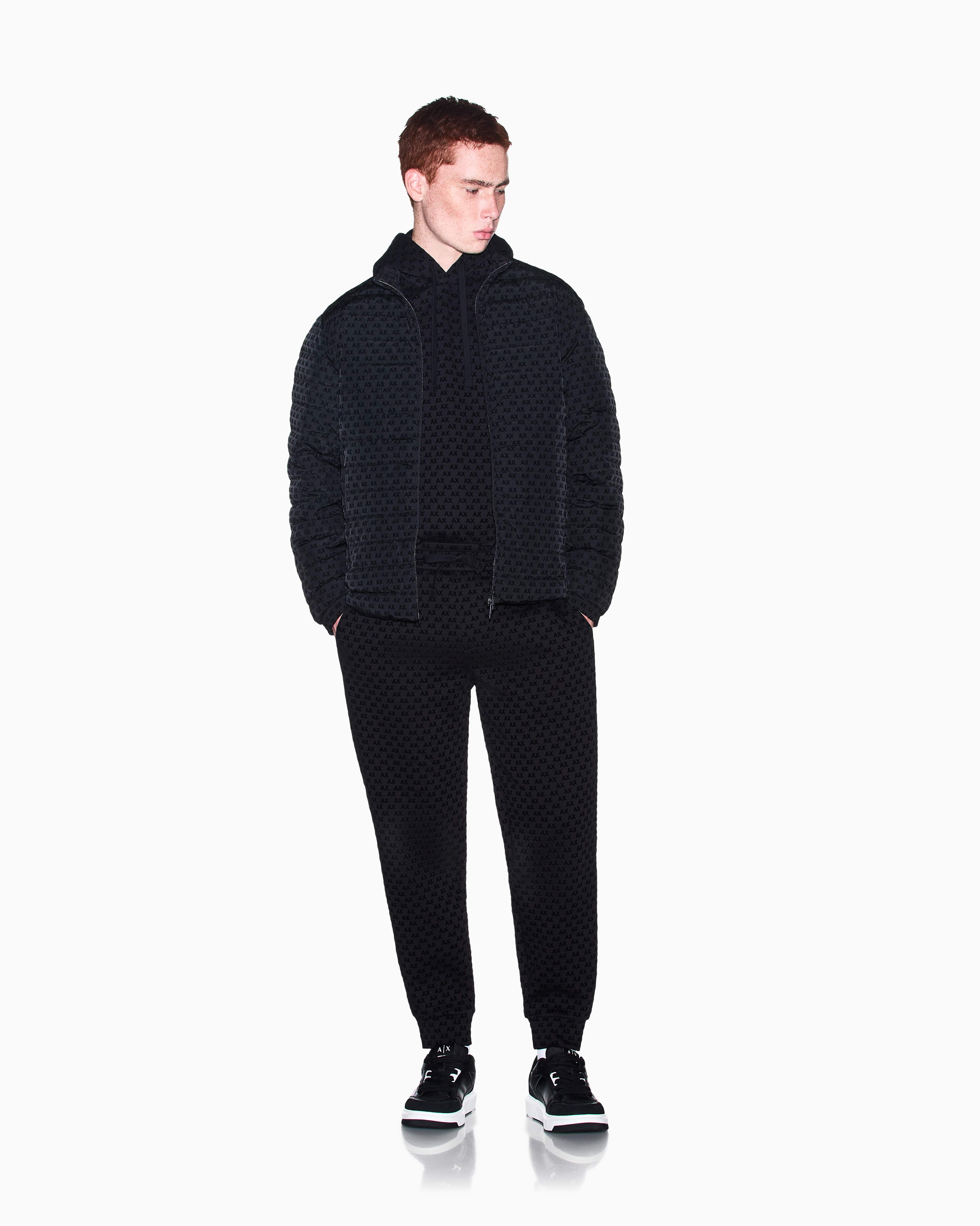 Men's Black Logomania Flocked Down Jacket