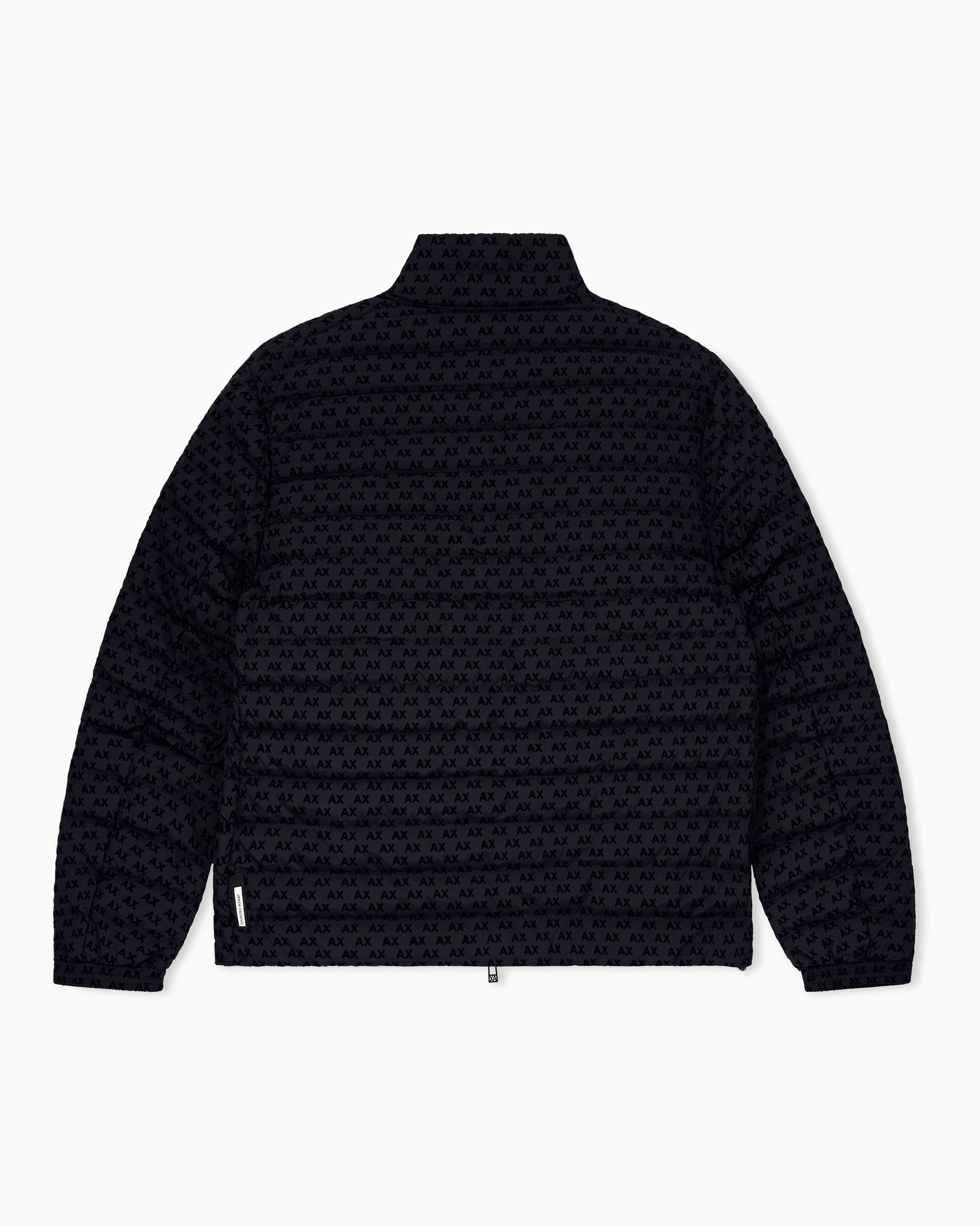 Men's Black Logomania Flocked Down Jacket