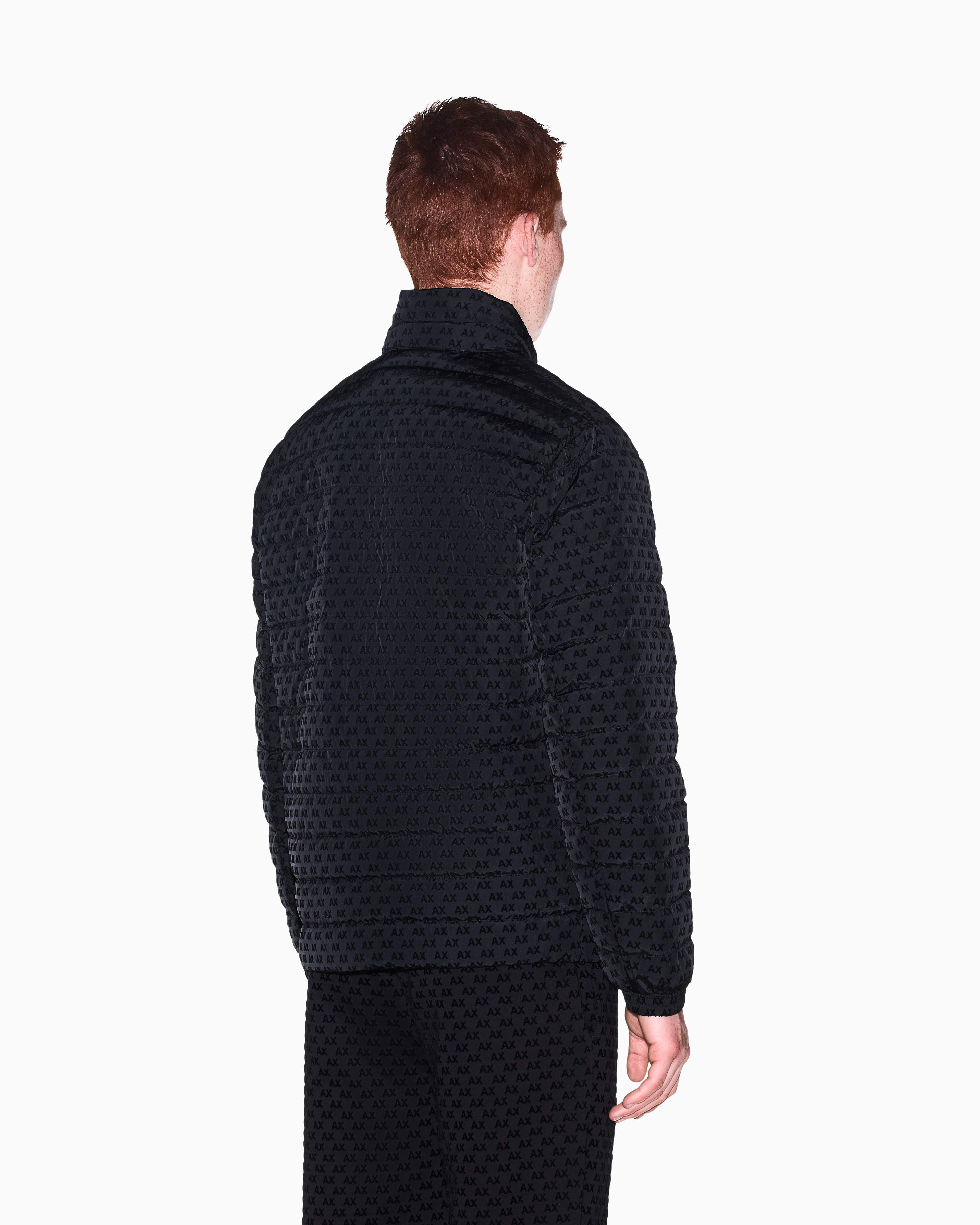 Men's Black Logomania Flocked Down Jacket