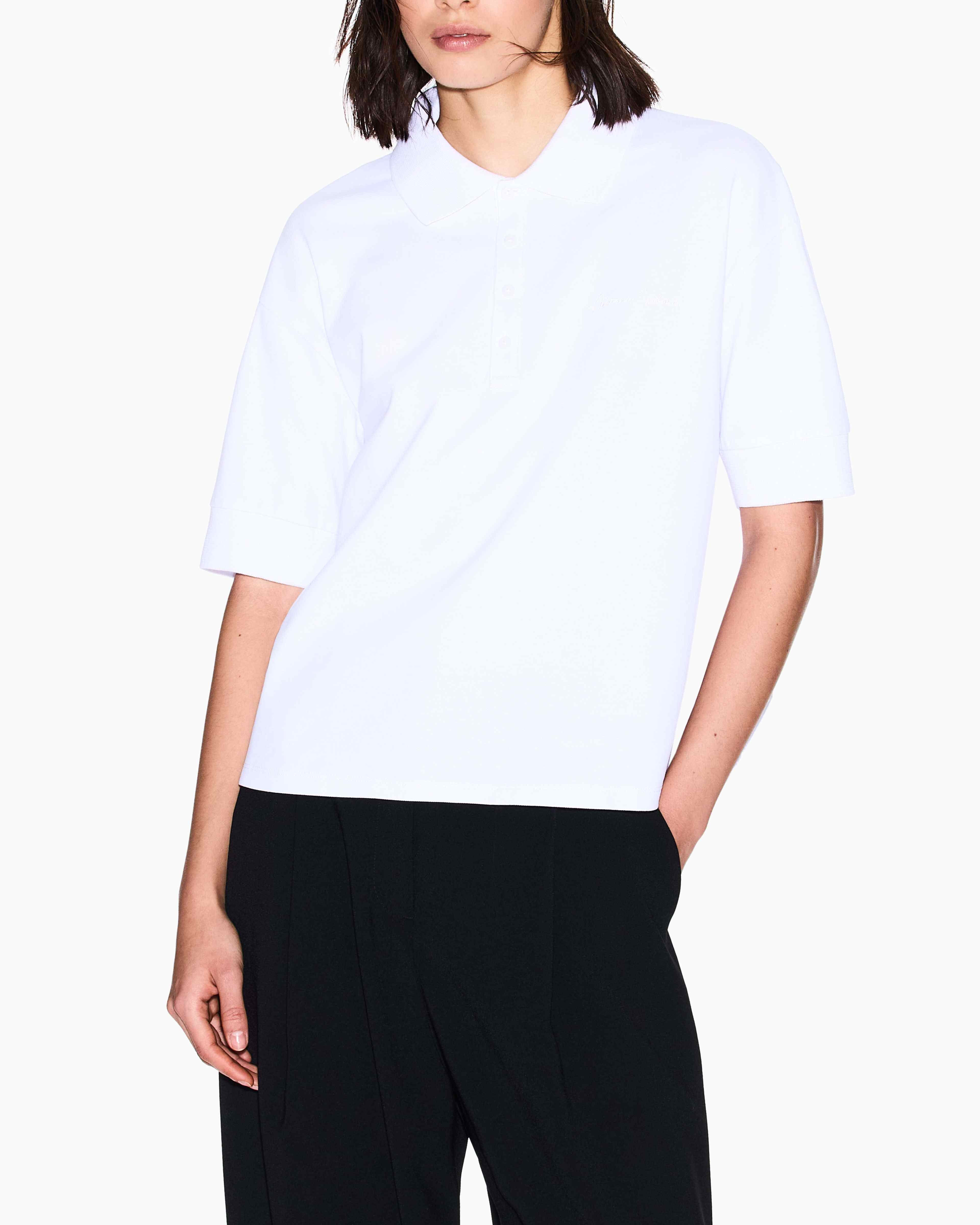 Women's White Modern Drama POLO SHIRT