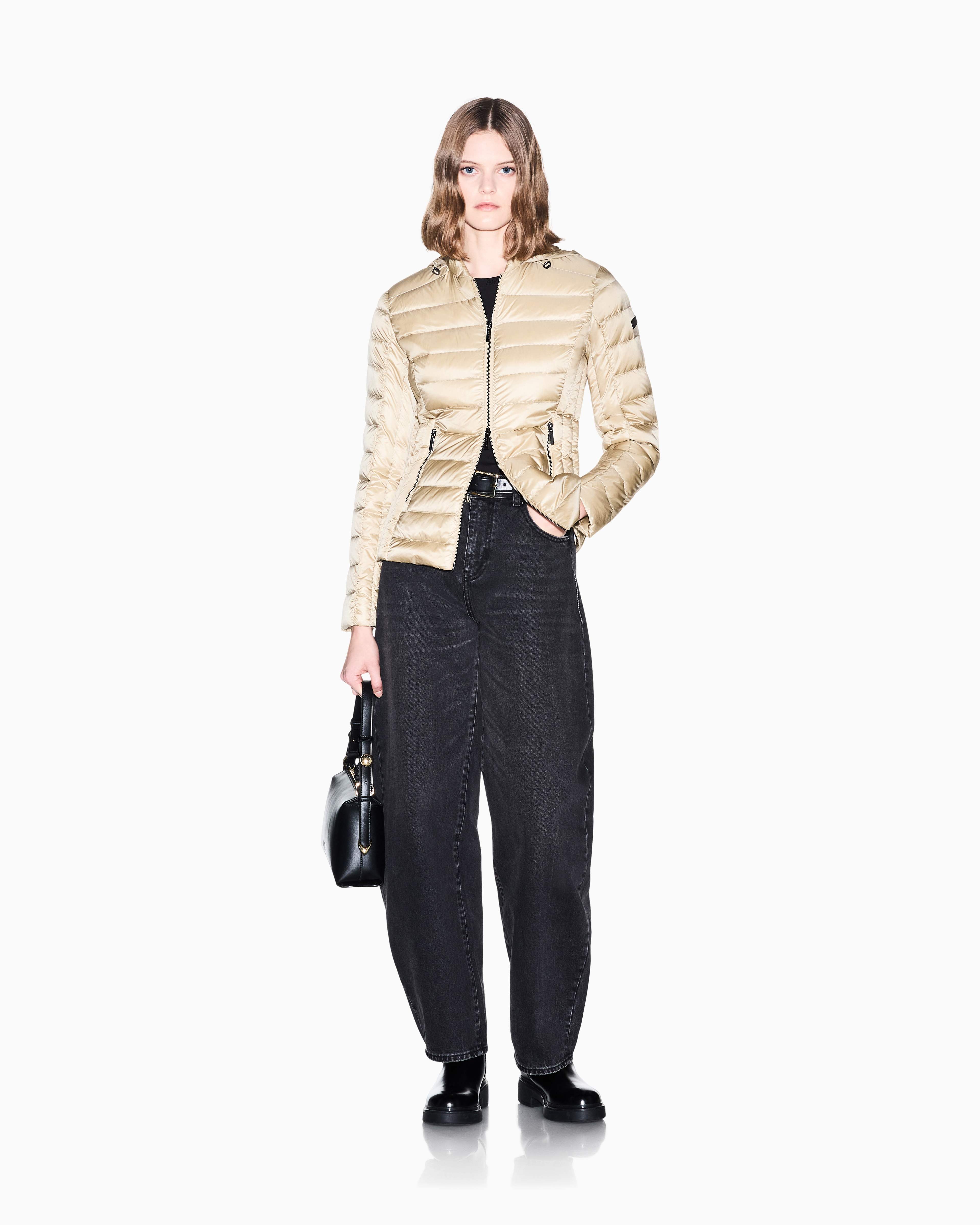 Women's Grey Modern Drama Down Jacket