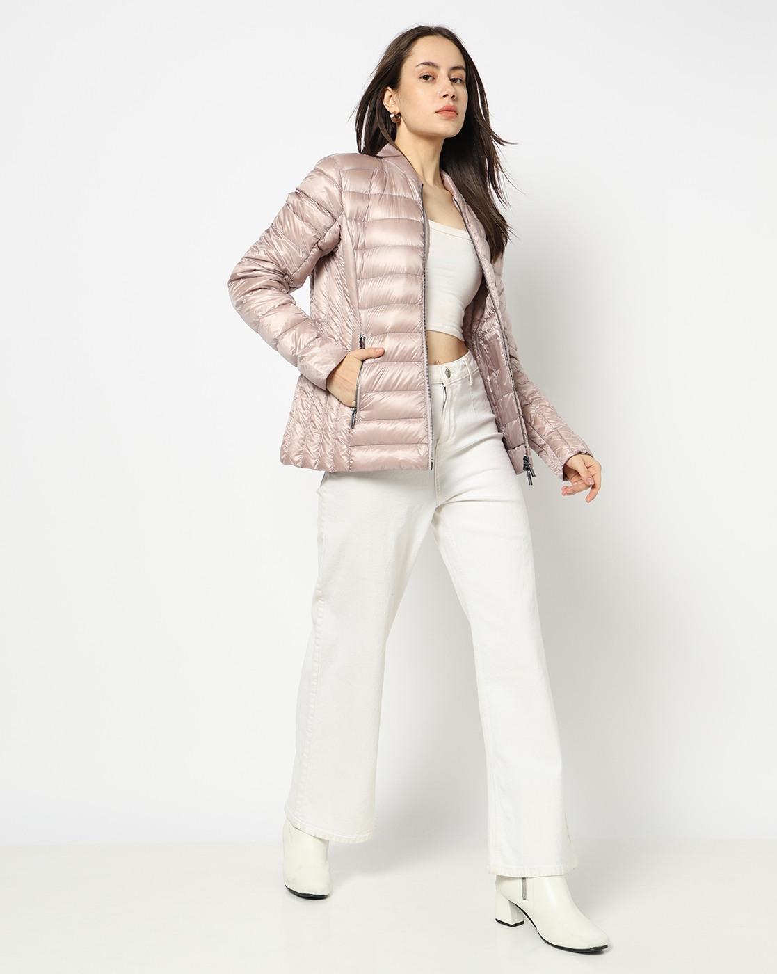 Women's Pink Modern Drama Down Jacket