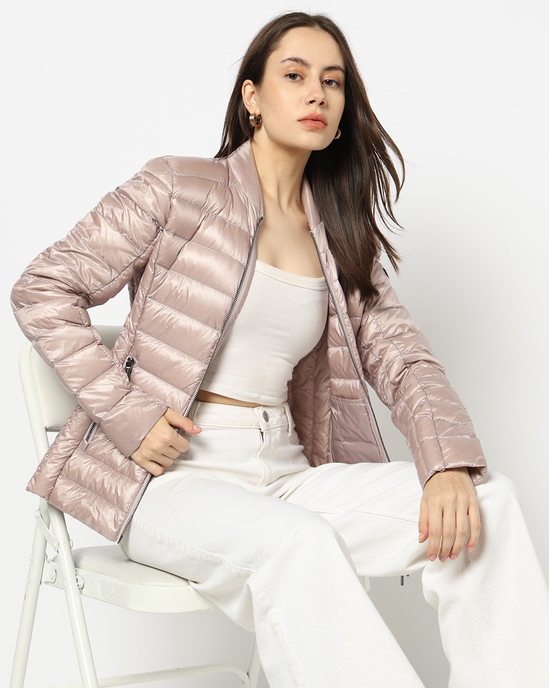 Women's Pink Modern Drama Down Jacket