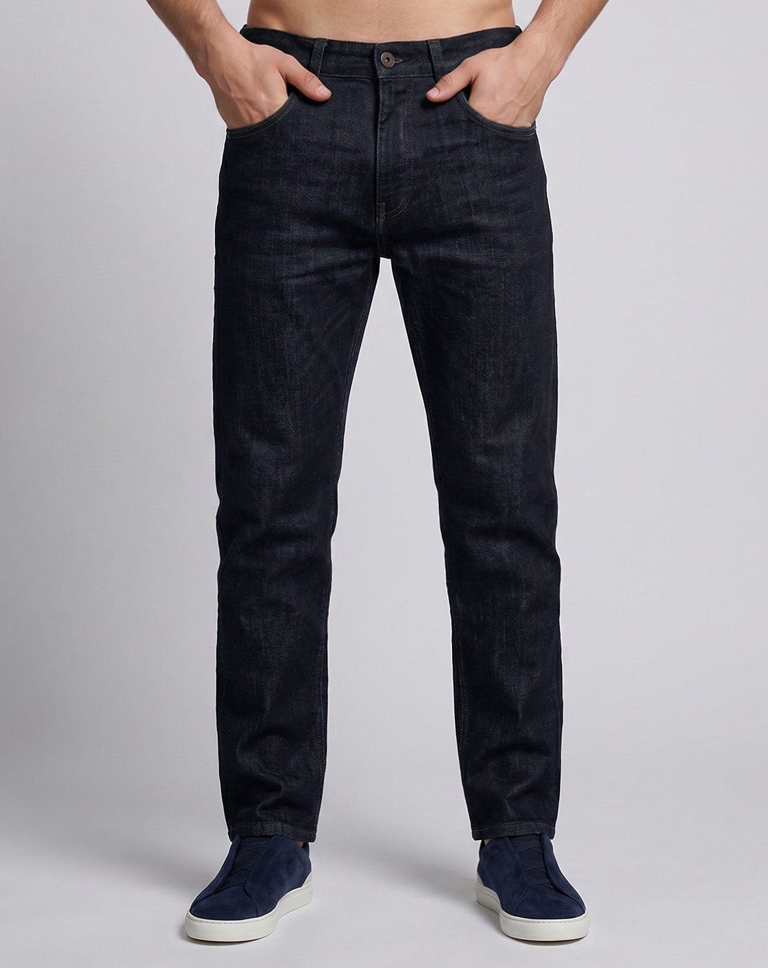 Cotton Relaxed Blue Denim with Stretch