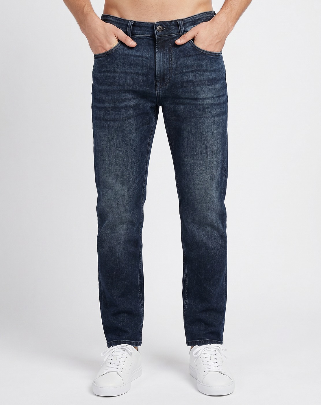 Cotton Blend Relaxed Fit Blue Denim with Stretch